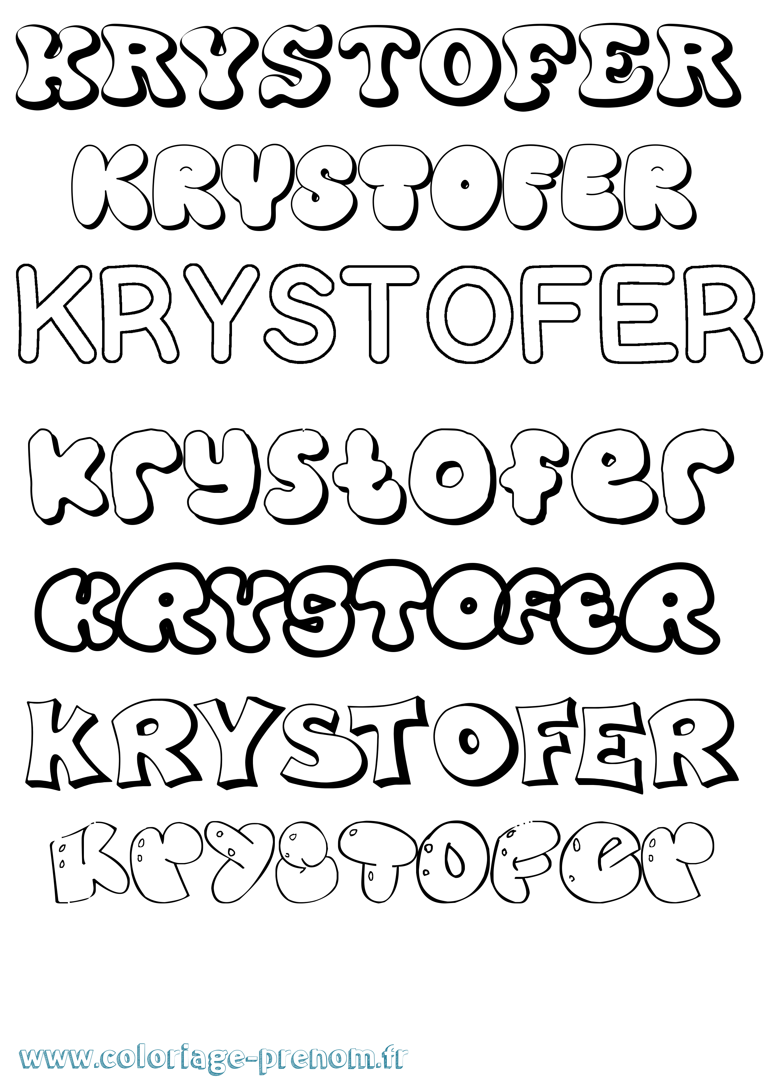 Coloriage Krystofer Bubble Coloriage prénom Krystofer Bubble
