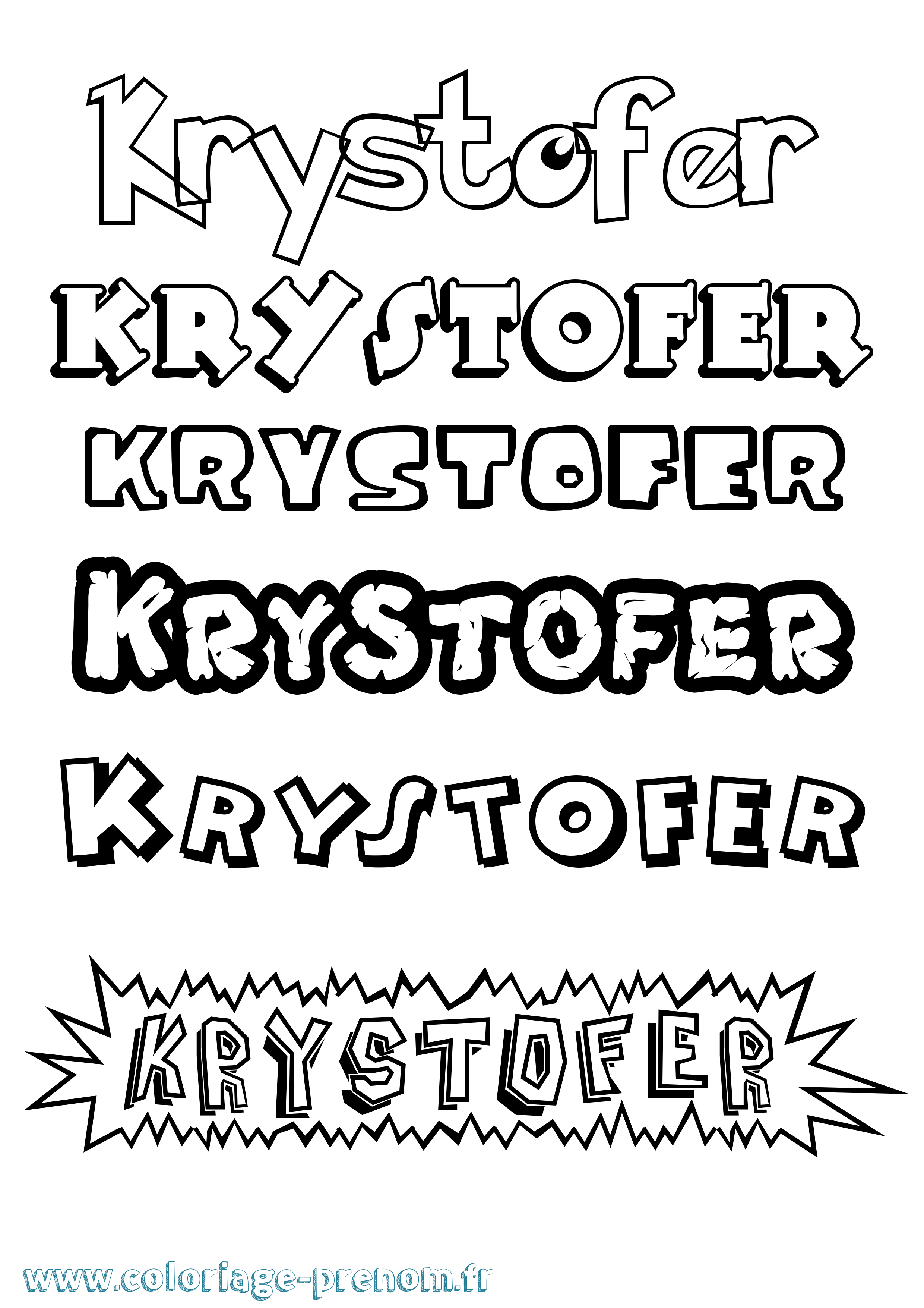 Coloriage Krystofer Dessin Animé Coloriage prénom Krystofer Dessin Animé
