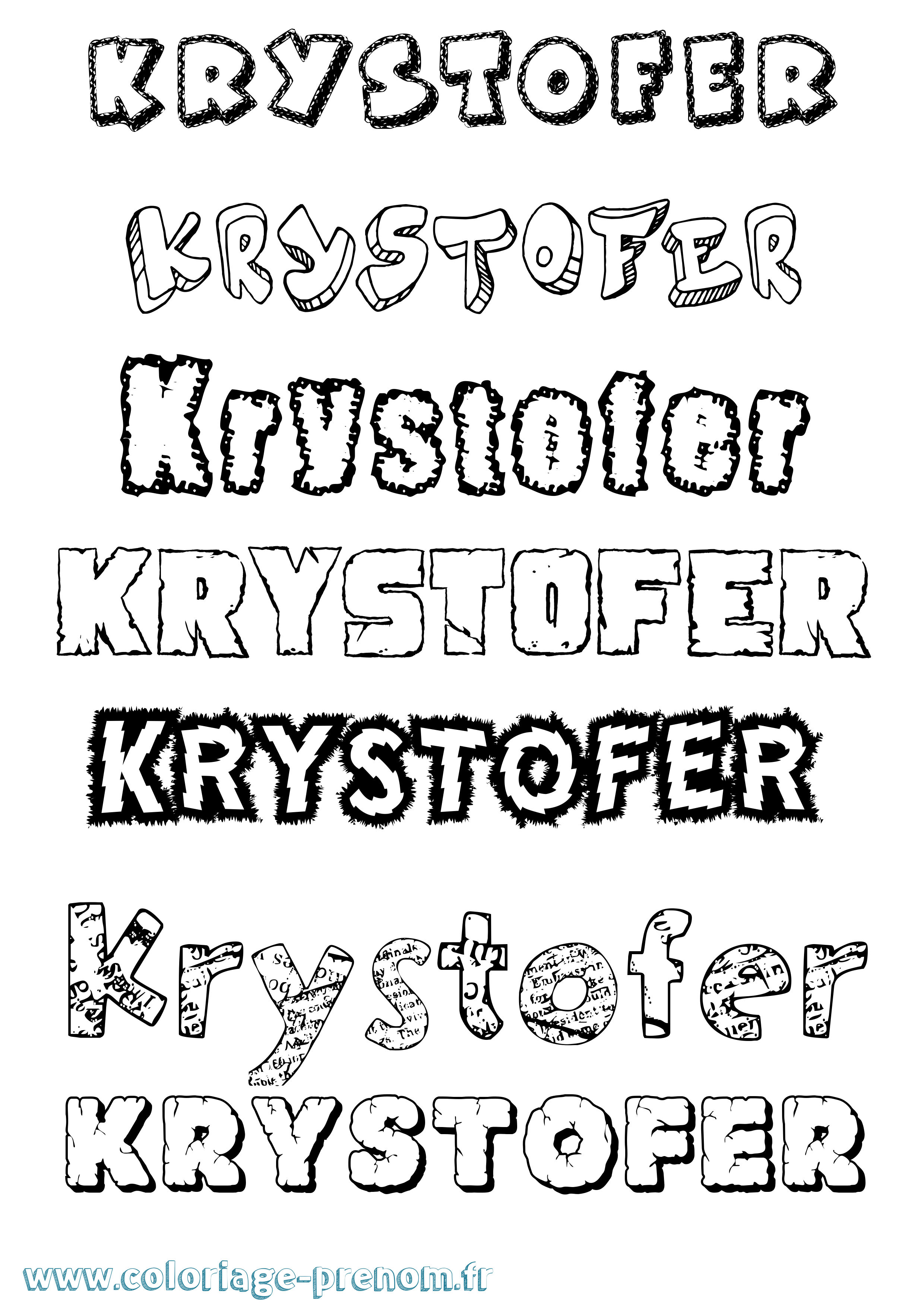 Coloriage Krystofer Destructuré Coloriage prénom Krystofer Destructuré