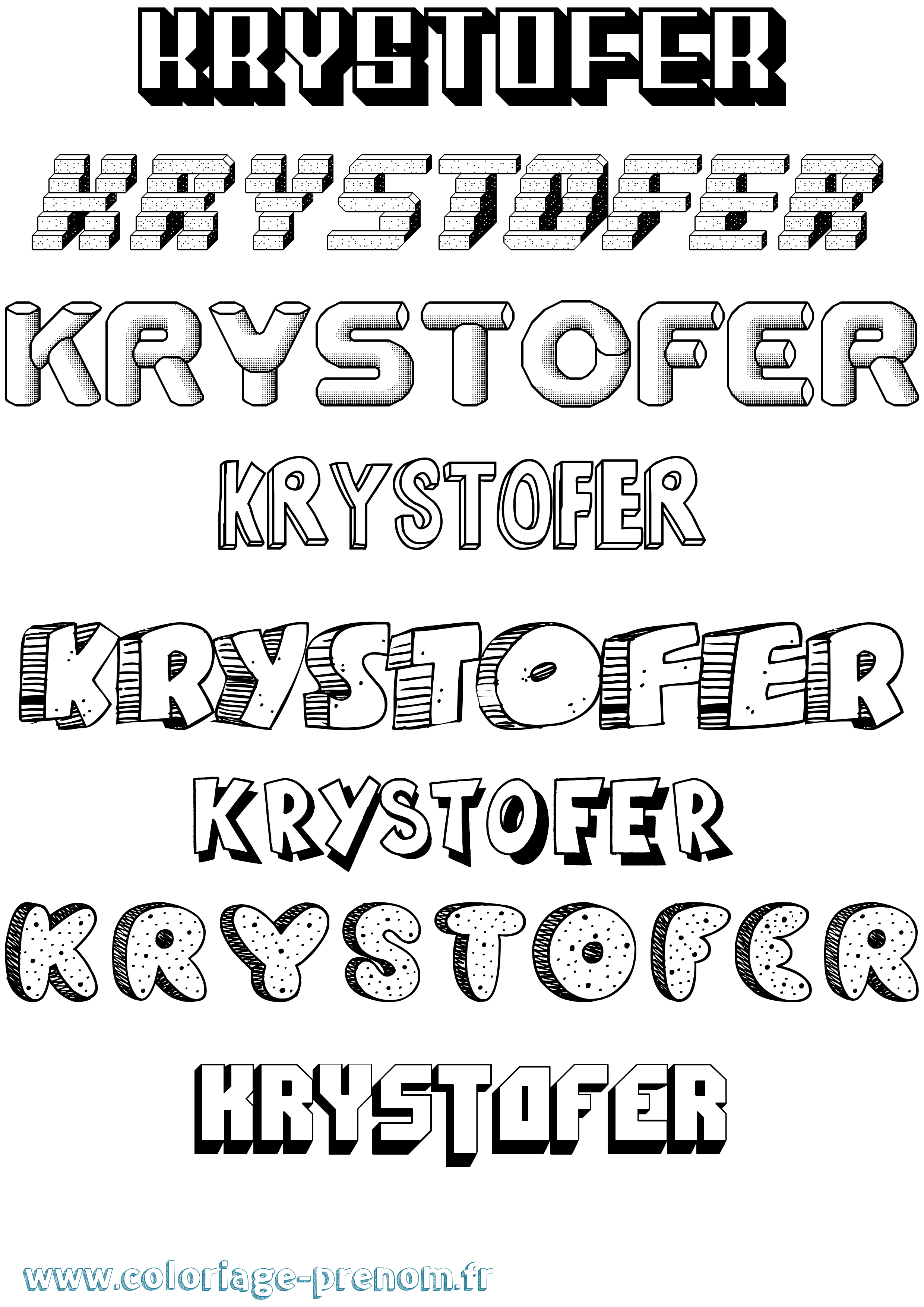 Coloriage Krystofer Effet 3D Coloriage prénom Krystofer Effet 3D