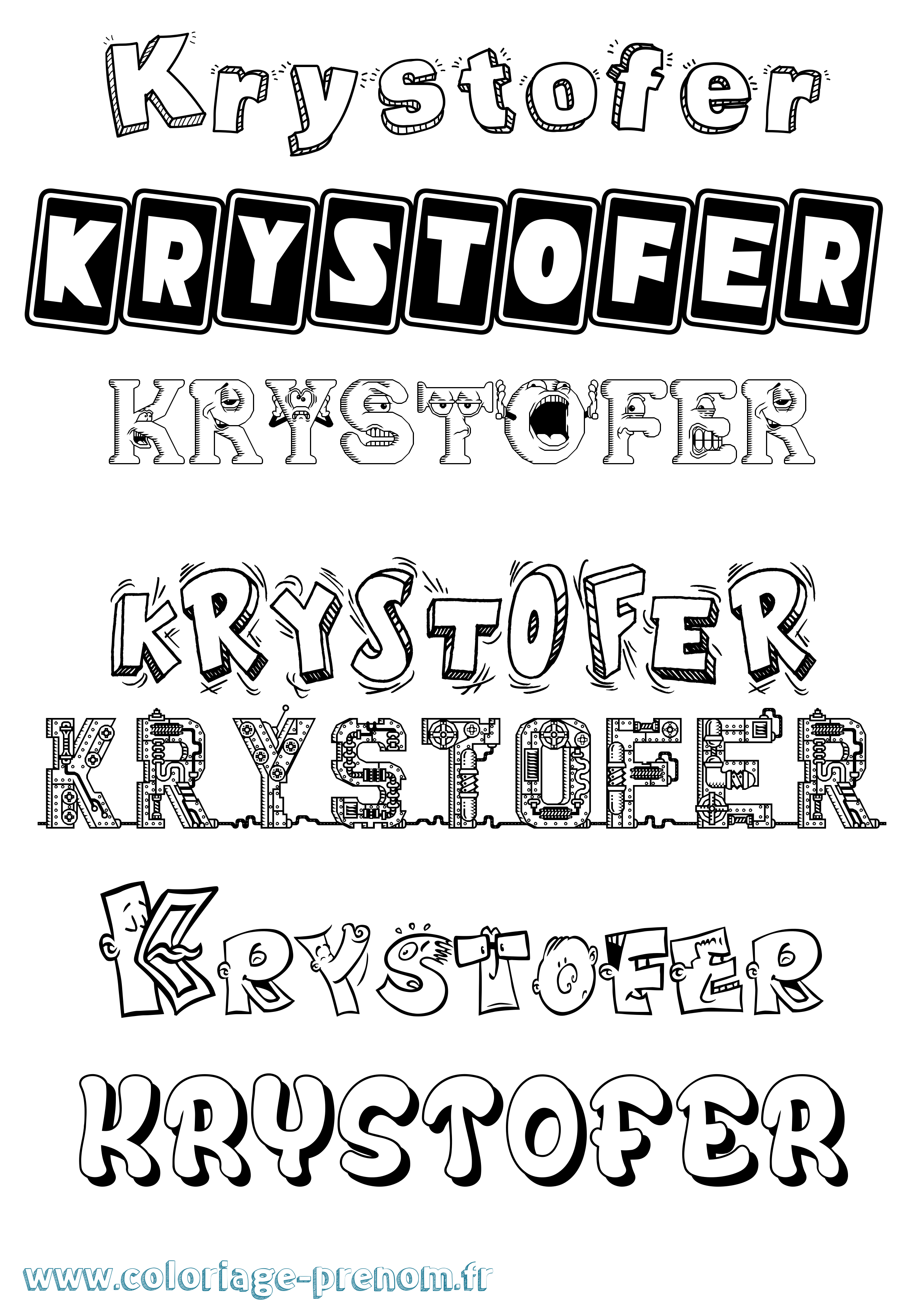 Coloriage Krystofer Fun Coloriage prénom Krystofer Fun