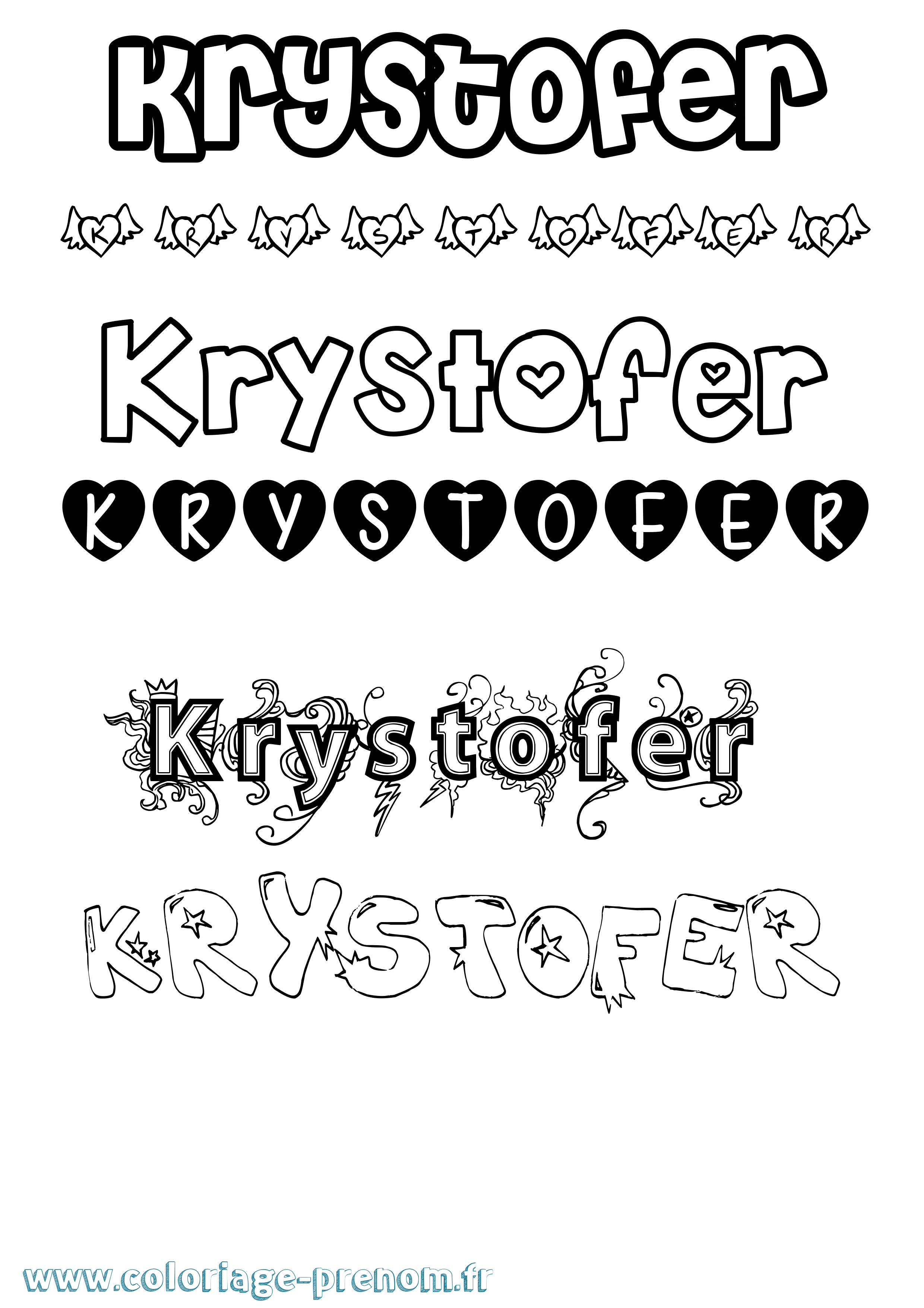 Coloriage Krystofer Girly Coloriage prénom Krystofer Girly