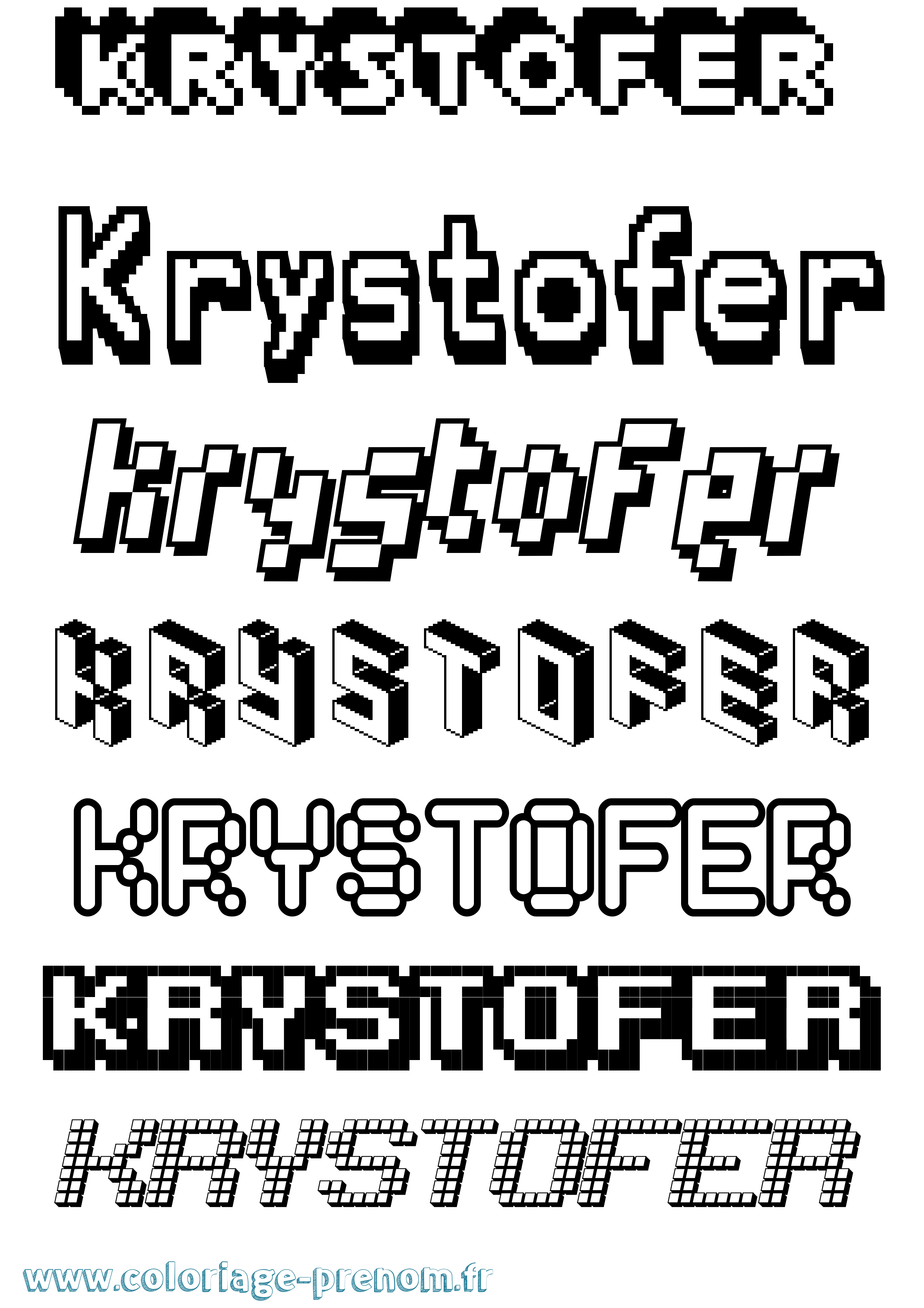 Coloriage Krystofer Pixel Coloriage prénom Krystofer Pixel