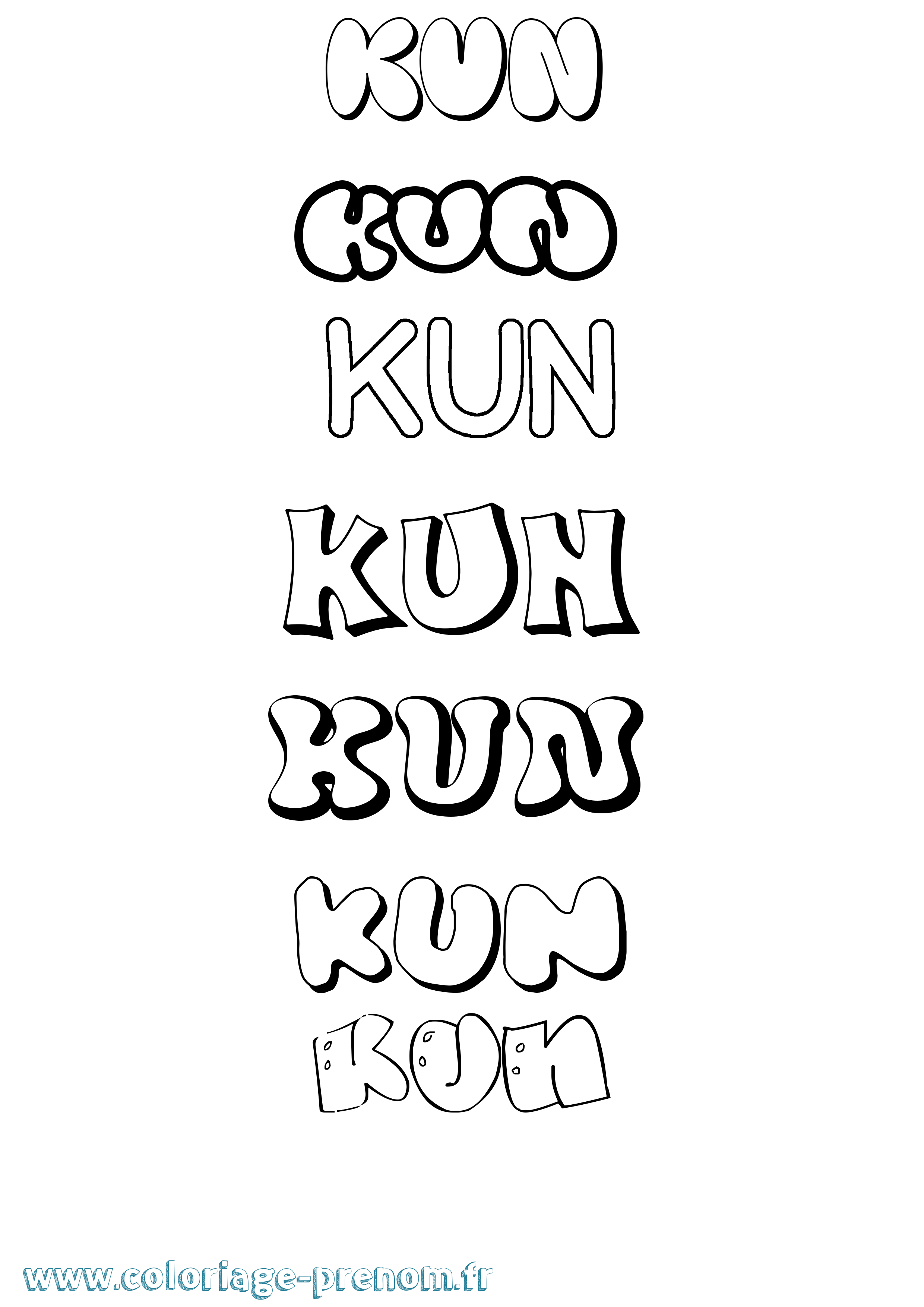 Coloriage Kun Bubble Coloriage prénom Kun Bubble