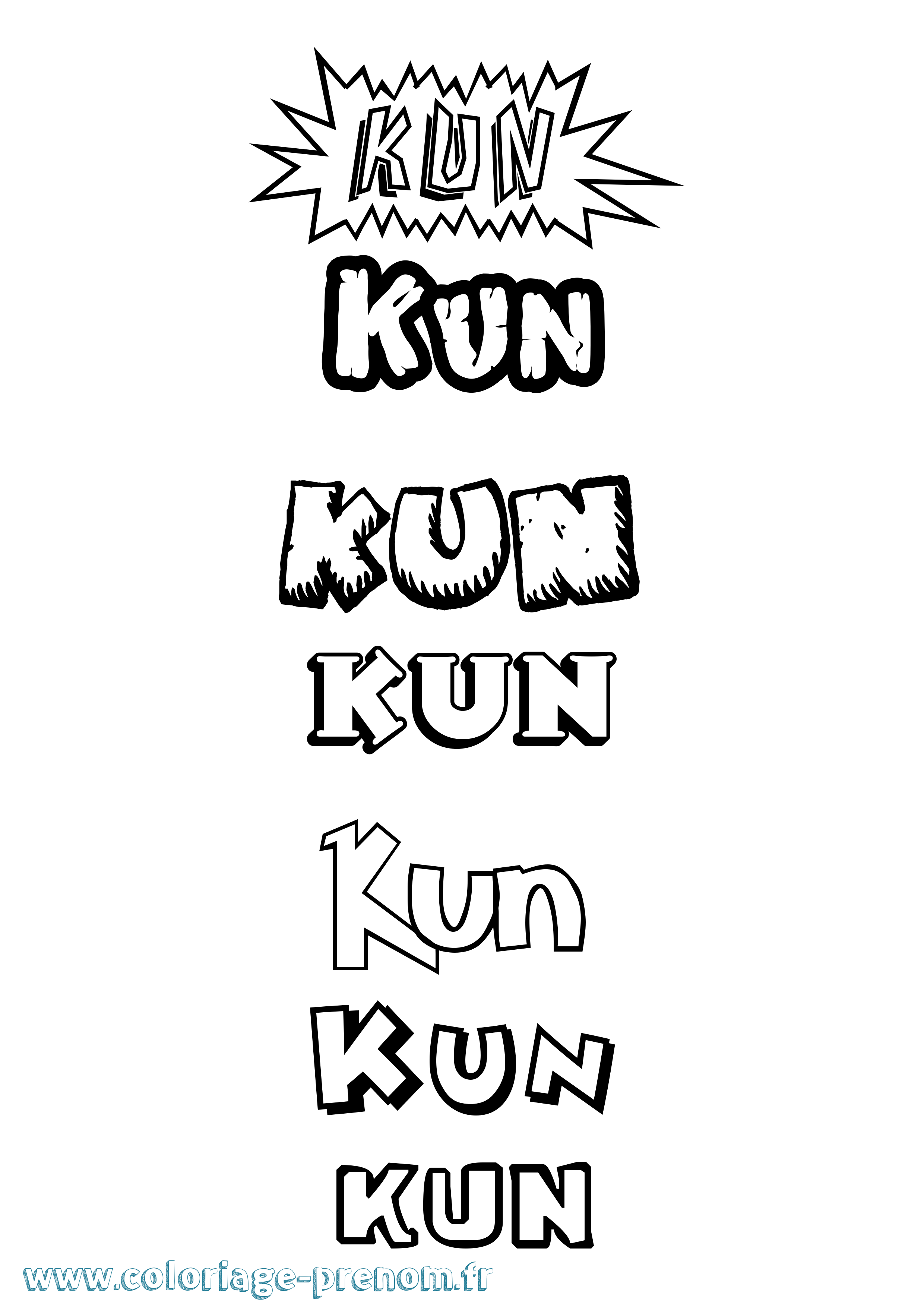 Coloriage Kun Dessin Animé Coloriage prénom Kun Dessin Animé