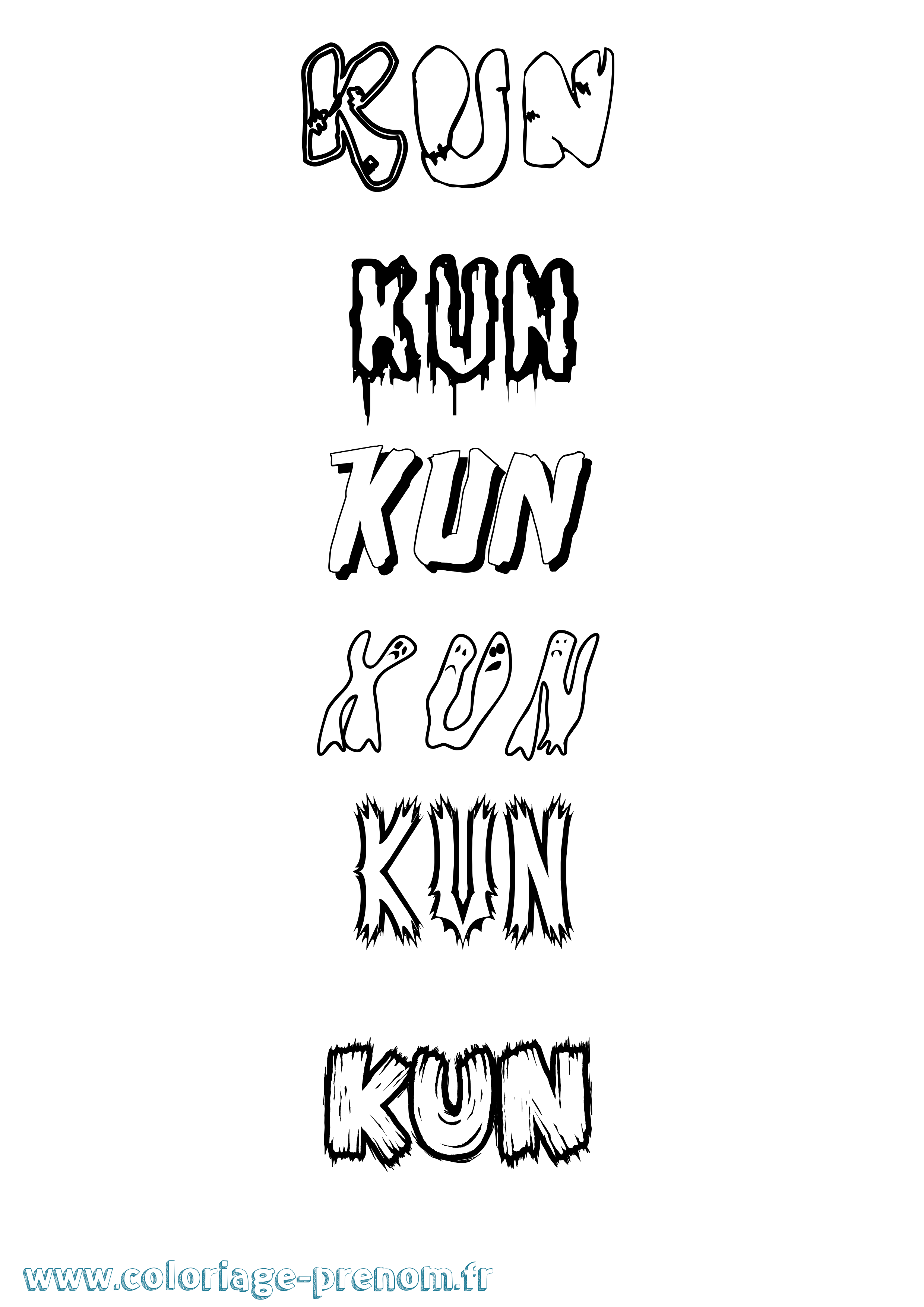 Coloriage Kun Frisson Coloriage prénom Kun Frisson