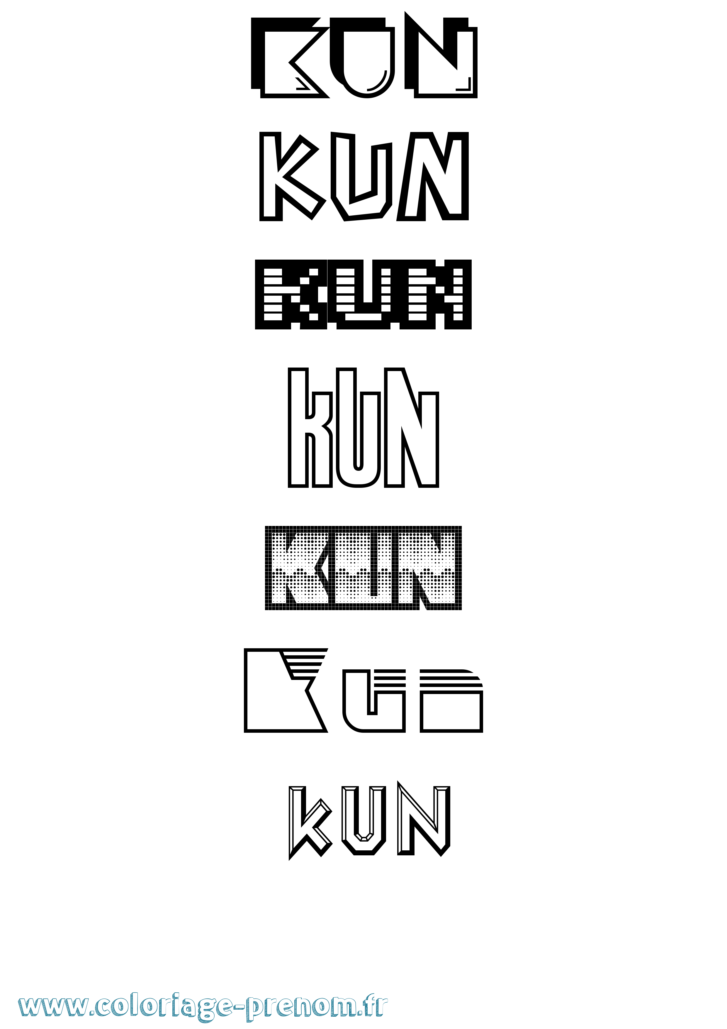 Coloriage Kun Jeux Vidéos Coloriage prénom Kun Jeux Vidéos