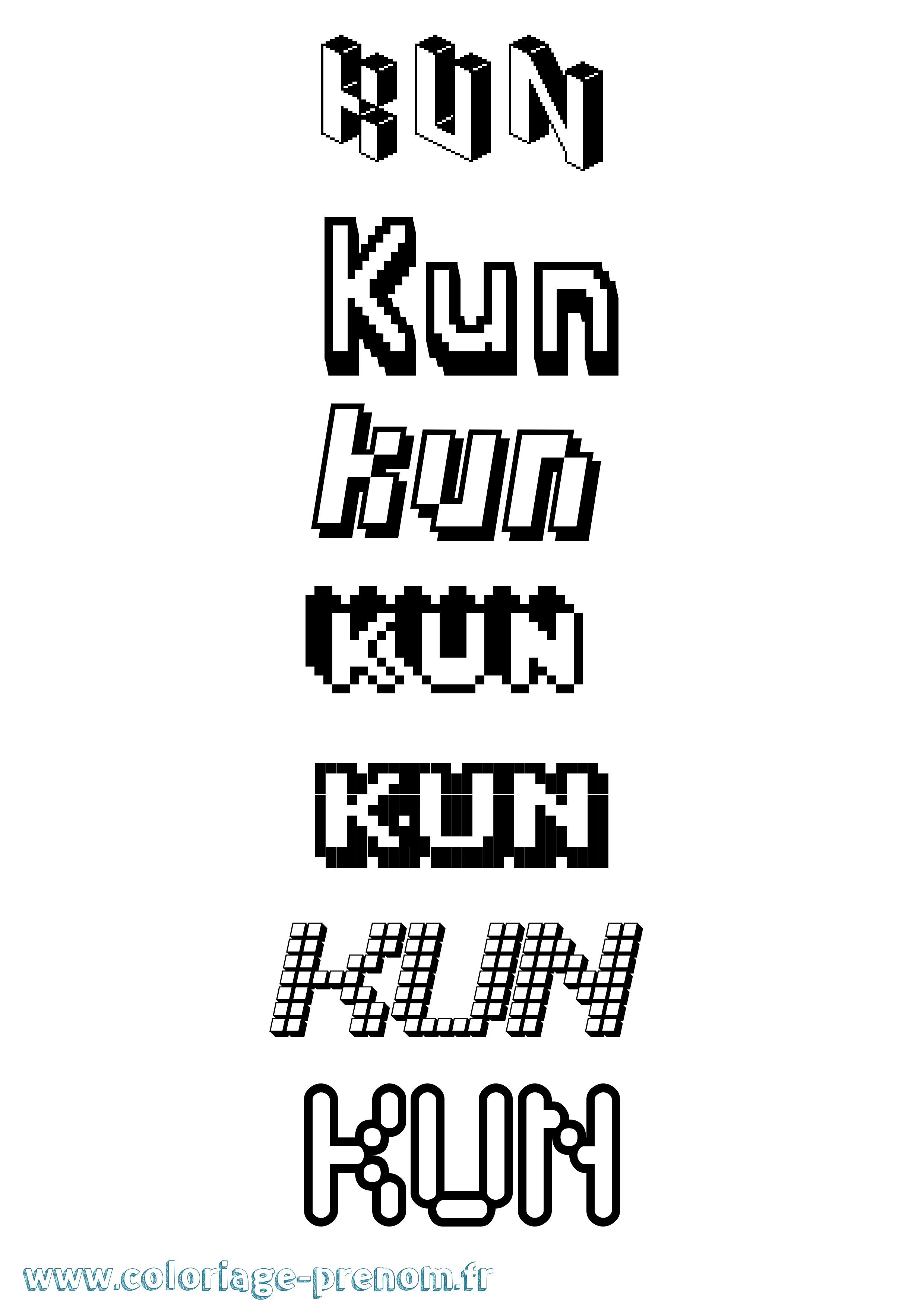 Coloriage Kun Pixel Coloriage prénom Kun Pixel