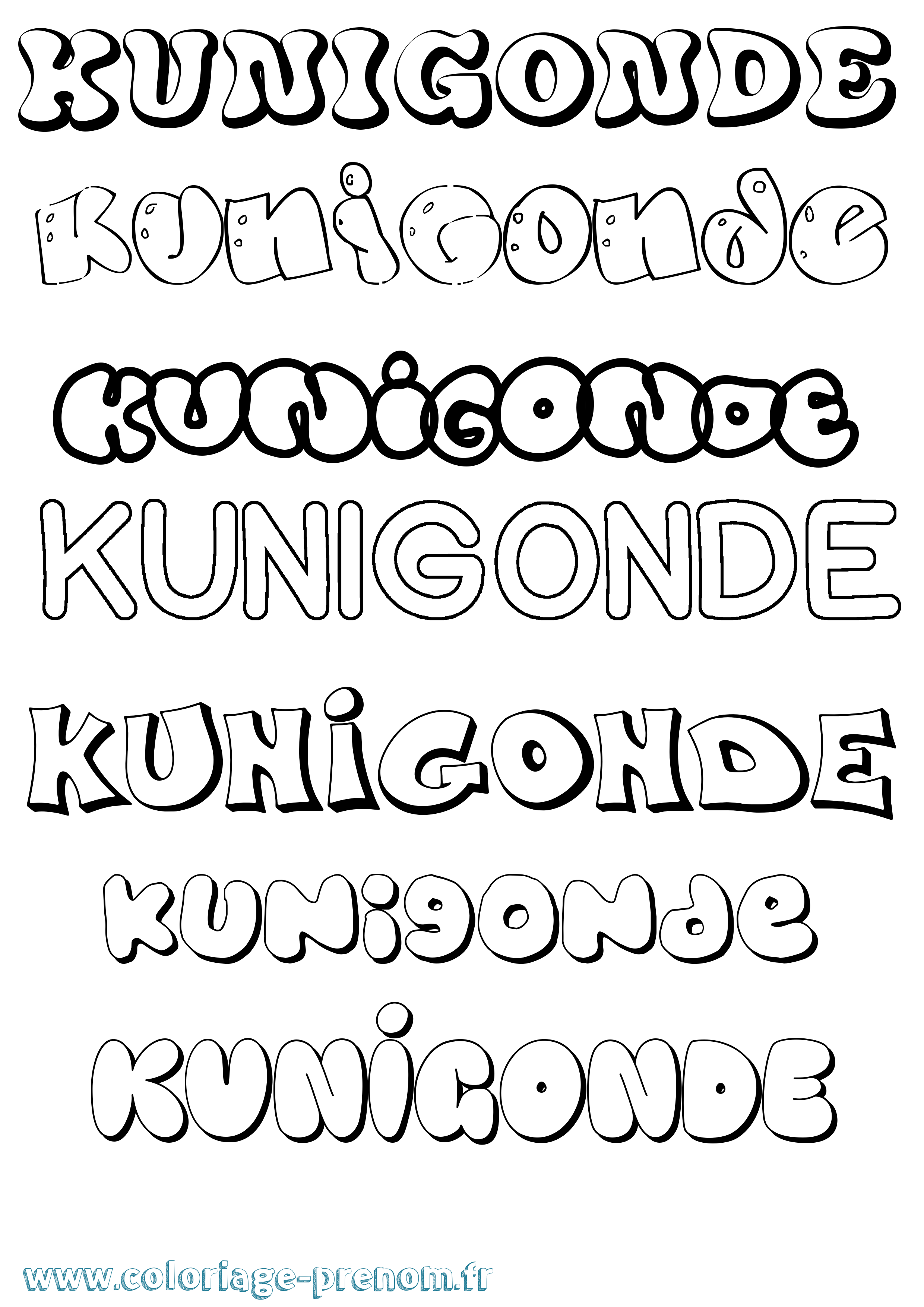 Coloriage Kunigonde Bubble Coloriage prénom Kunigonde Bubble