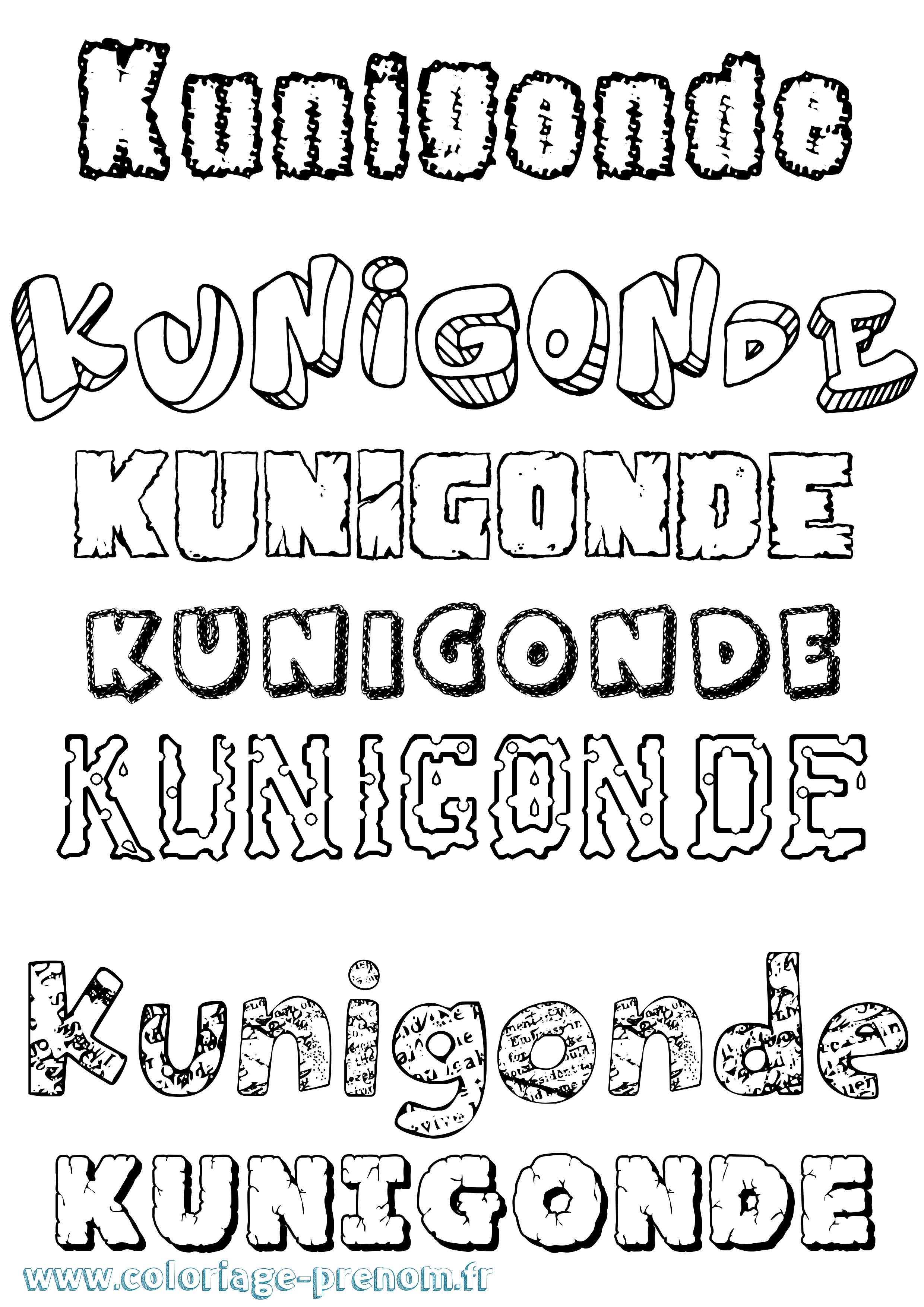 Coloriage Kunigonde Destructuré Coloriage prénom Kunigonde Destructuré