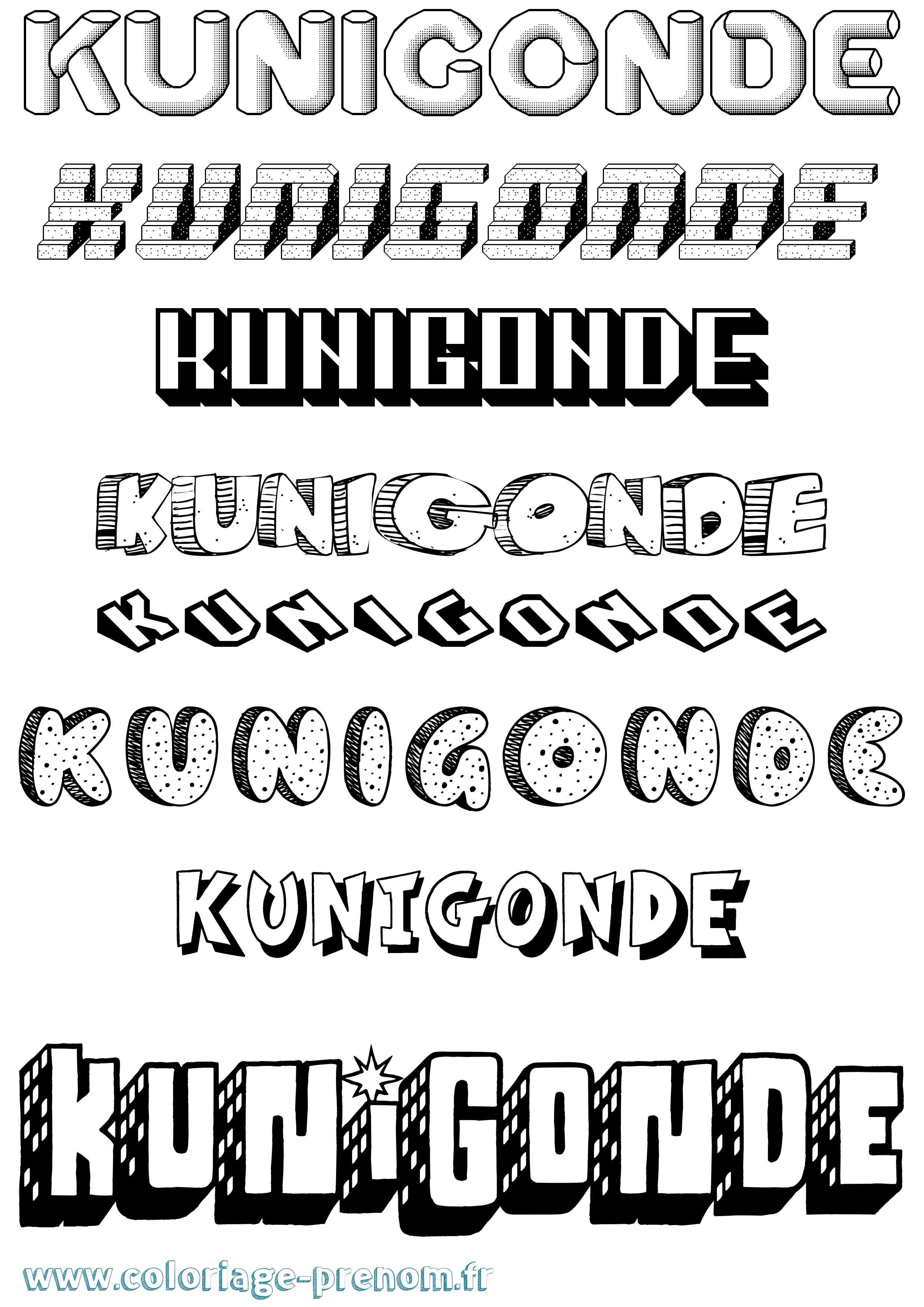 Coloriage Kunigonde Effet 3D Coloriage prénom Kunigonde Effet 3D