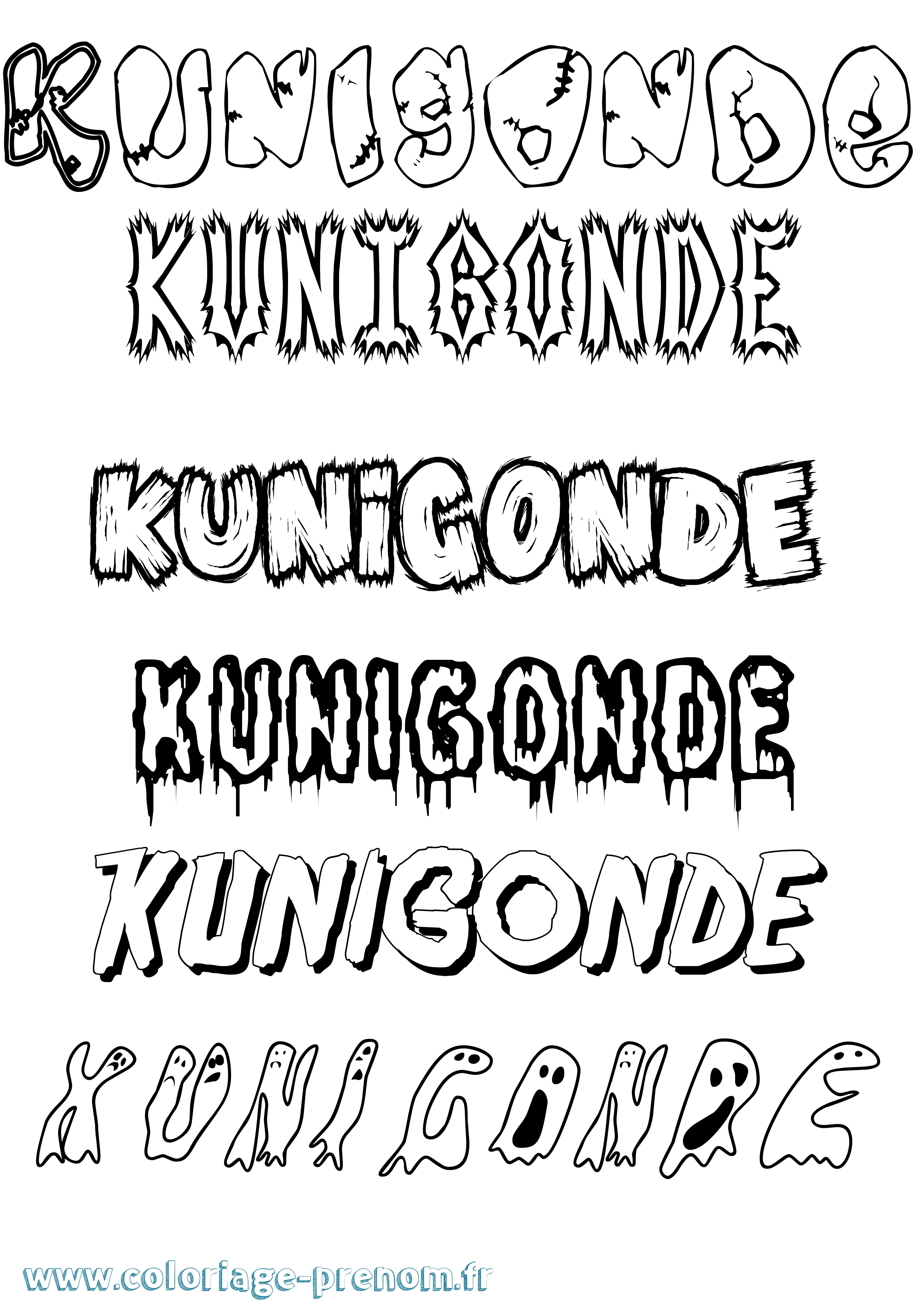 Coloriage Kunigonde Frisson Coloriage prénom Kunigonde Frisson