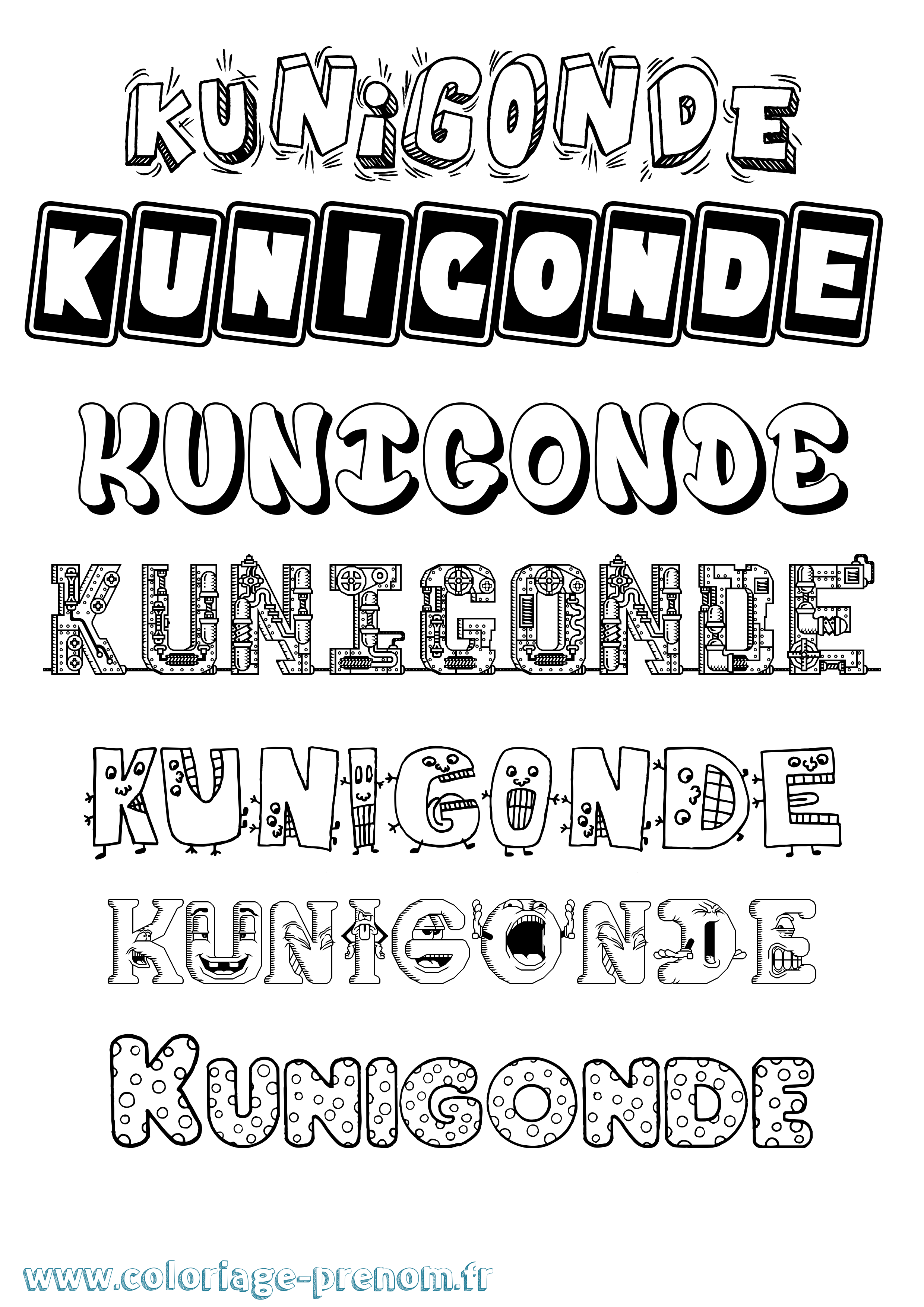 Coloriage Kunigonde Fun Coloriage prénom Kunigonde Fun