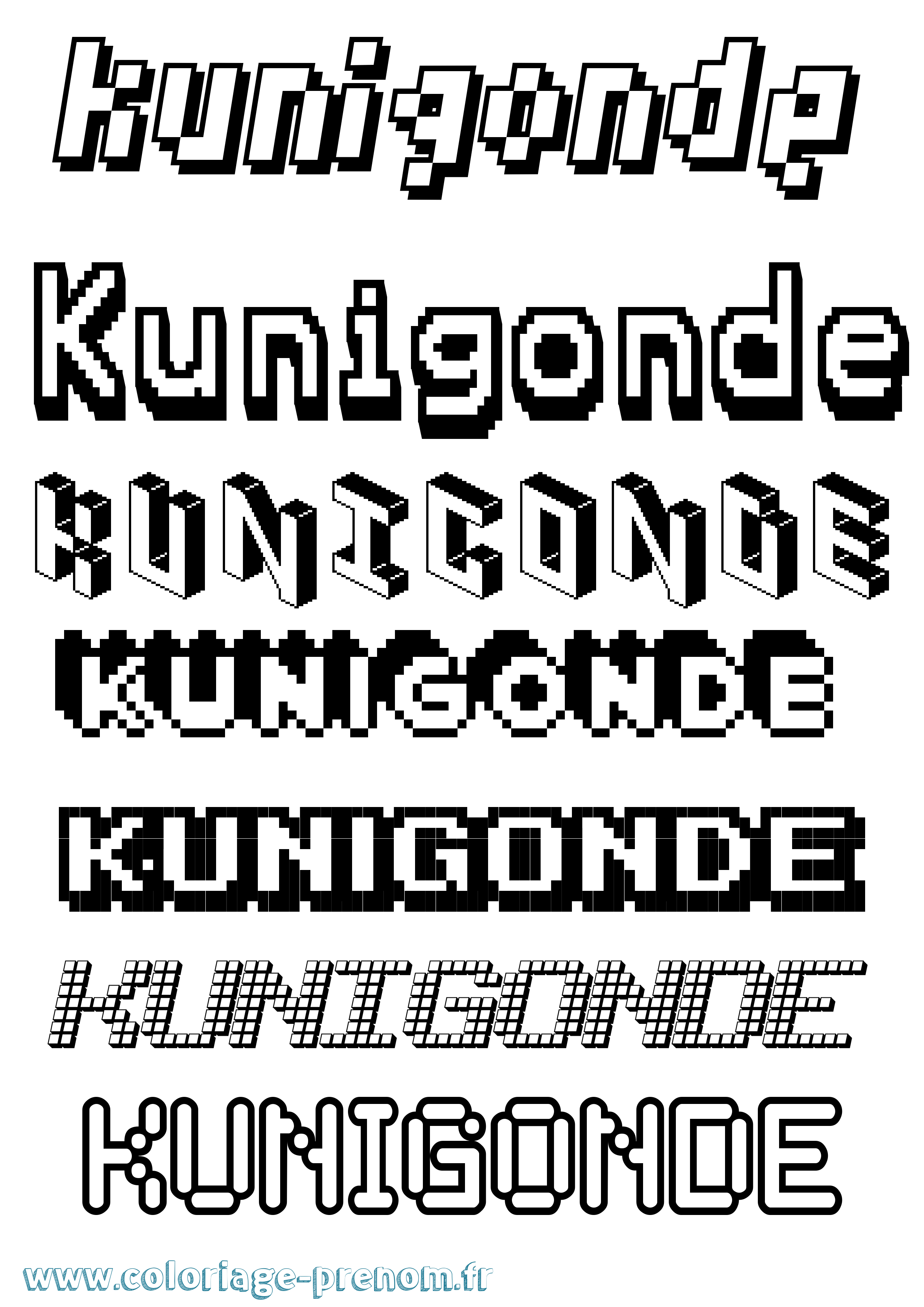 Coloriage Kunigonde Pixel Coloriage prénom Kunigonde Pixel
