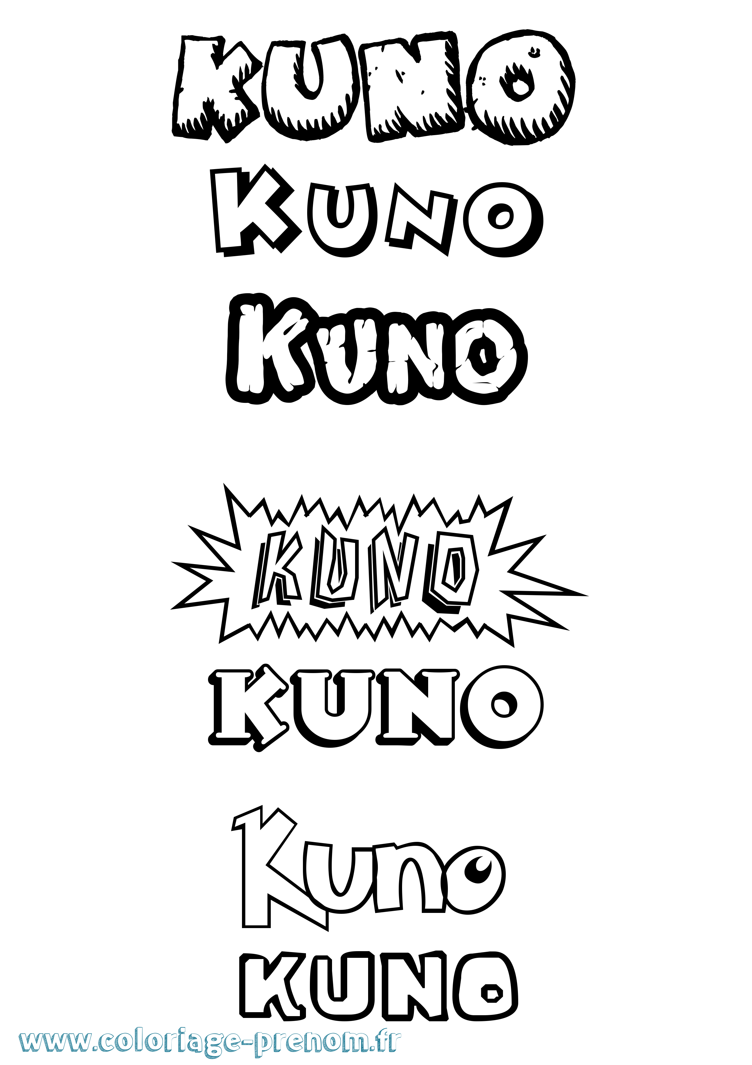 Coloriage Kuno Dessin Animé Coloriage prénom Kuno Dessin Animé