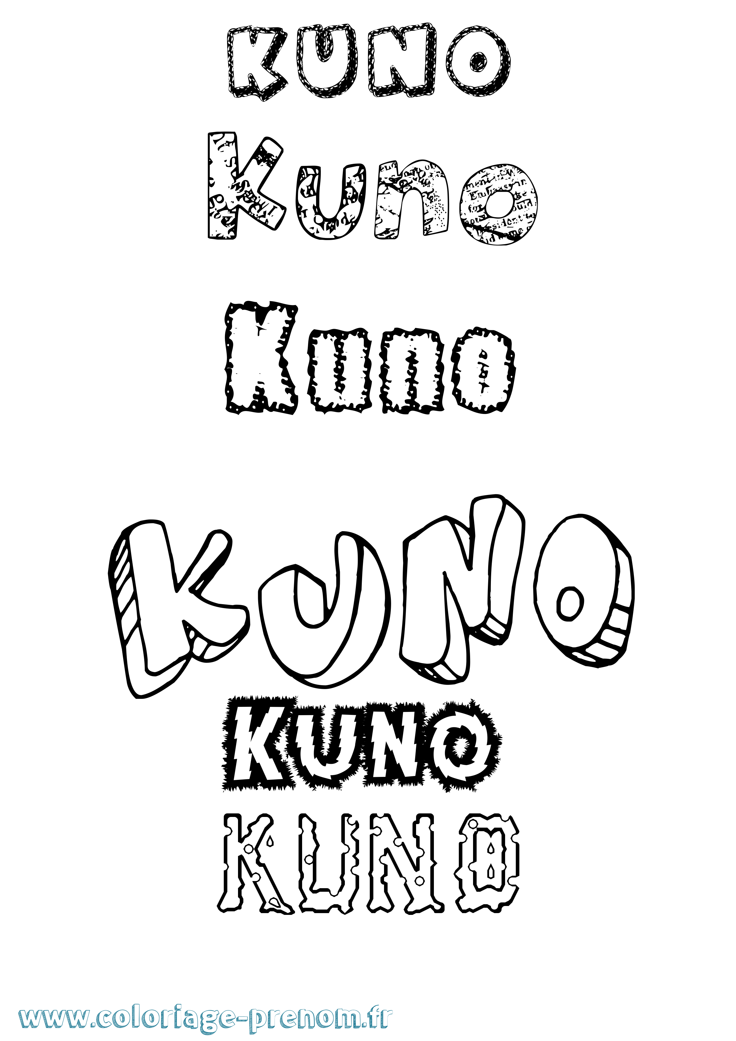 Coloriage Kuno Destructuré Coloriage prénom Kuno Destructuré