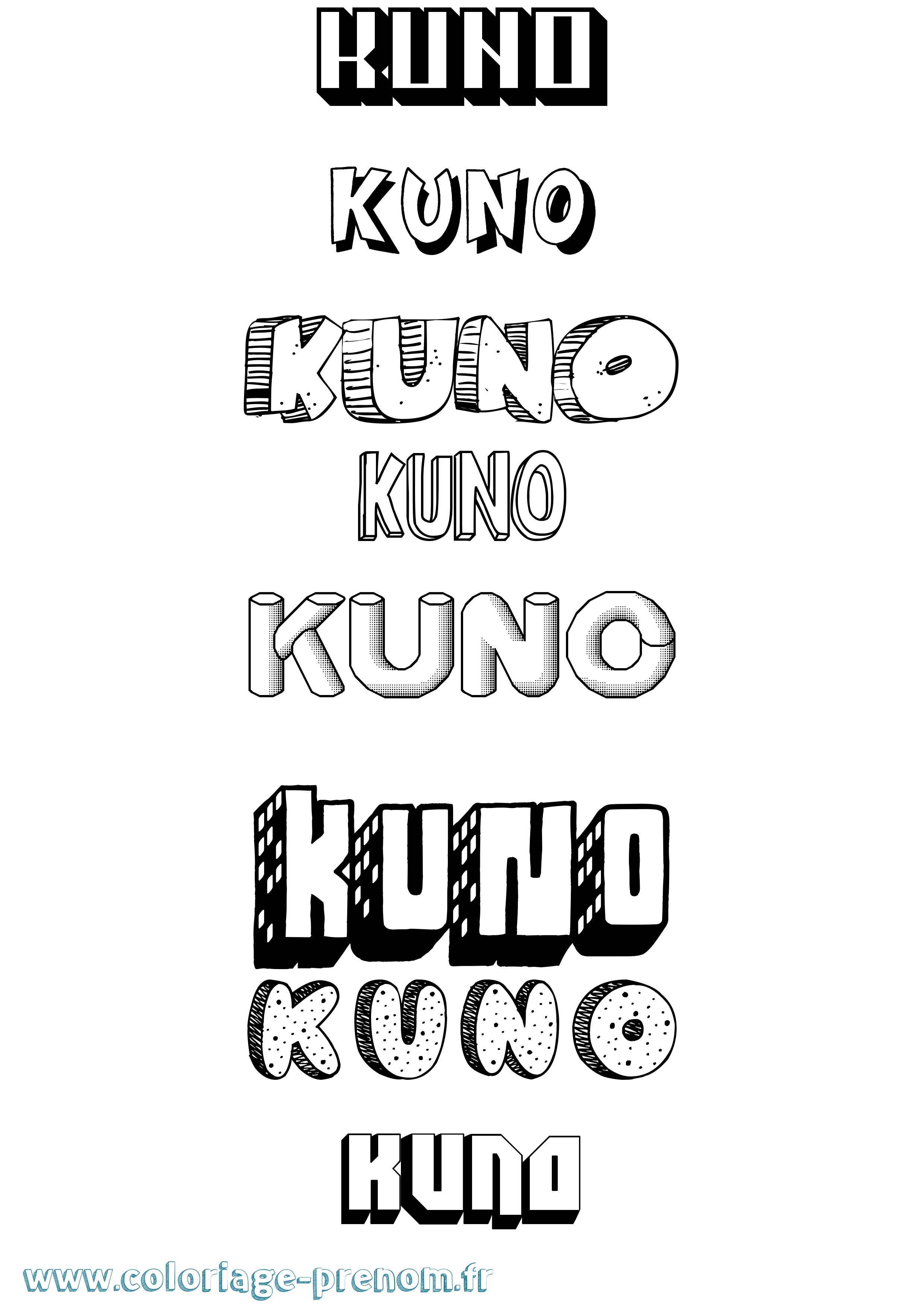 Coloriage Kuno Effet 3D Coloriage prénom Kuno Effet 3D