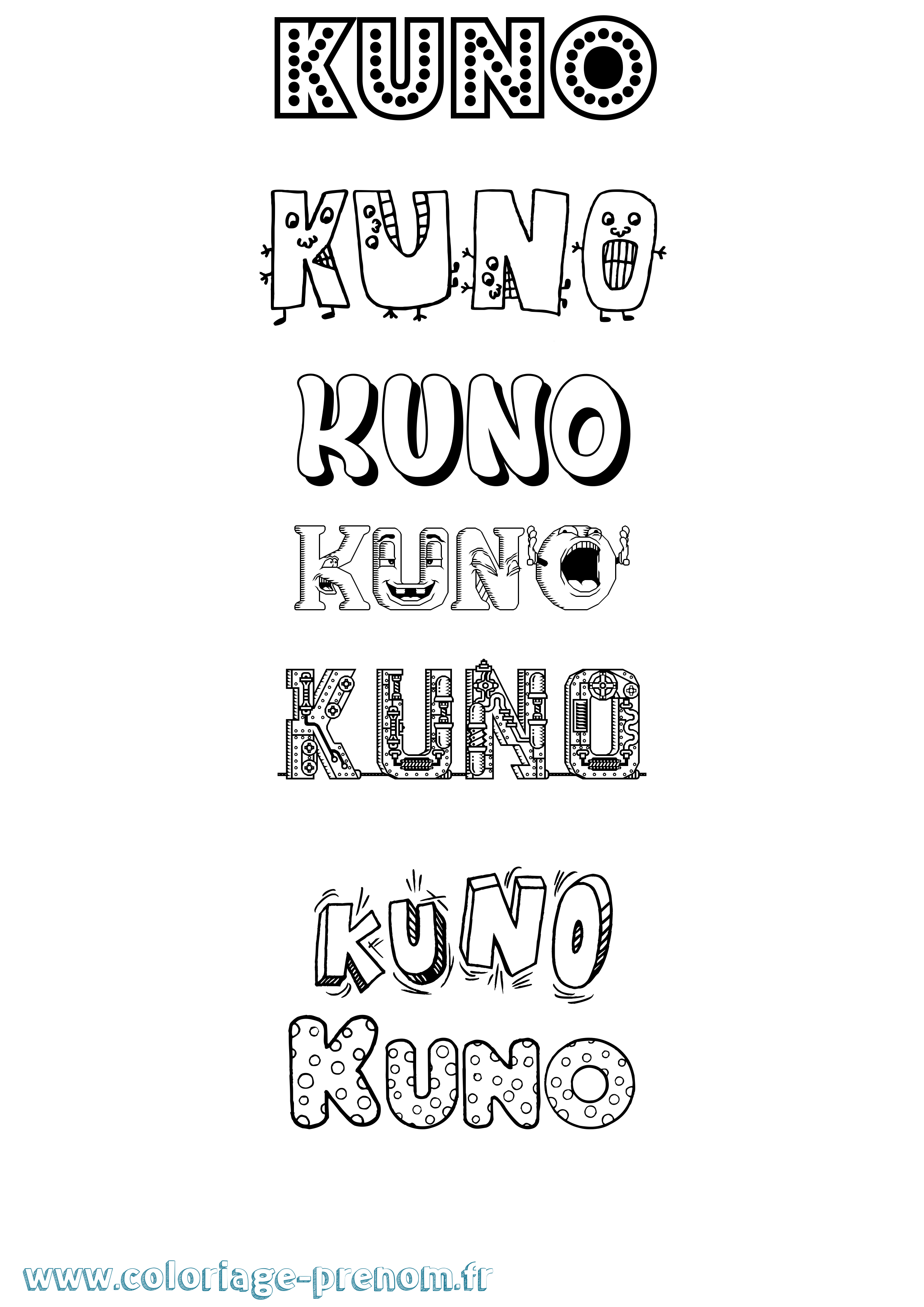 Coloriage Kuno Fun Coloriage prénom Kuno Fun