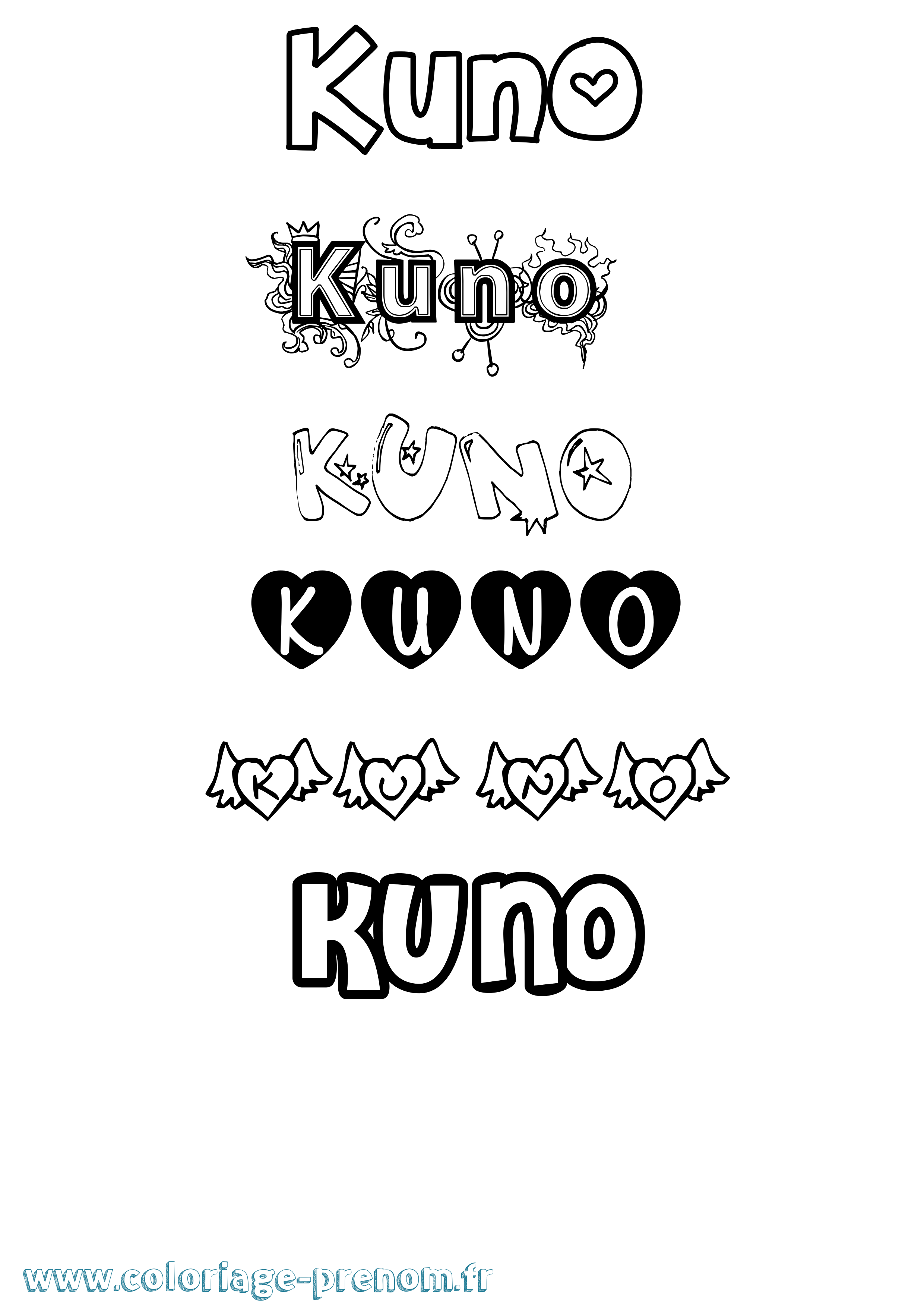 Coloriage Kuno Girly Coloriage prénom Kuno Girly