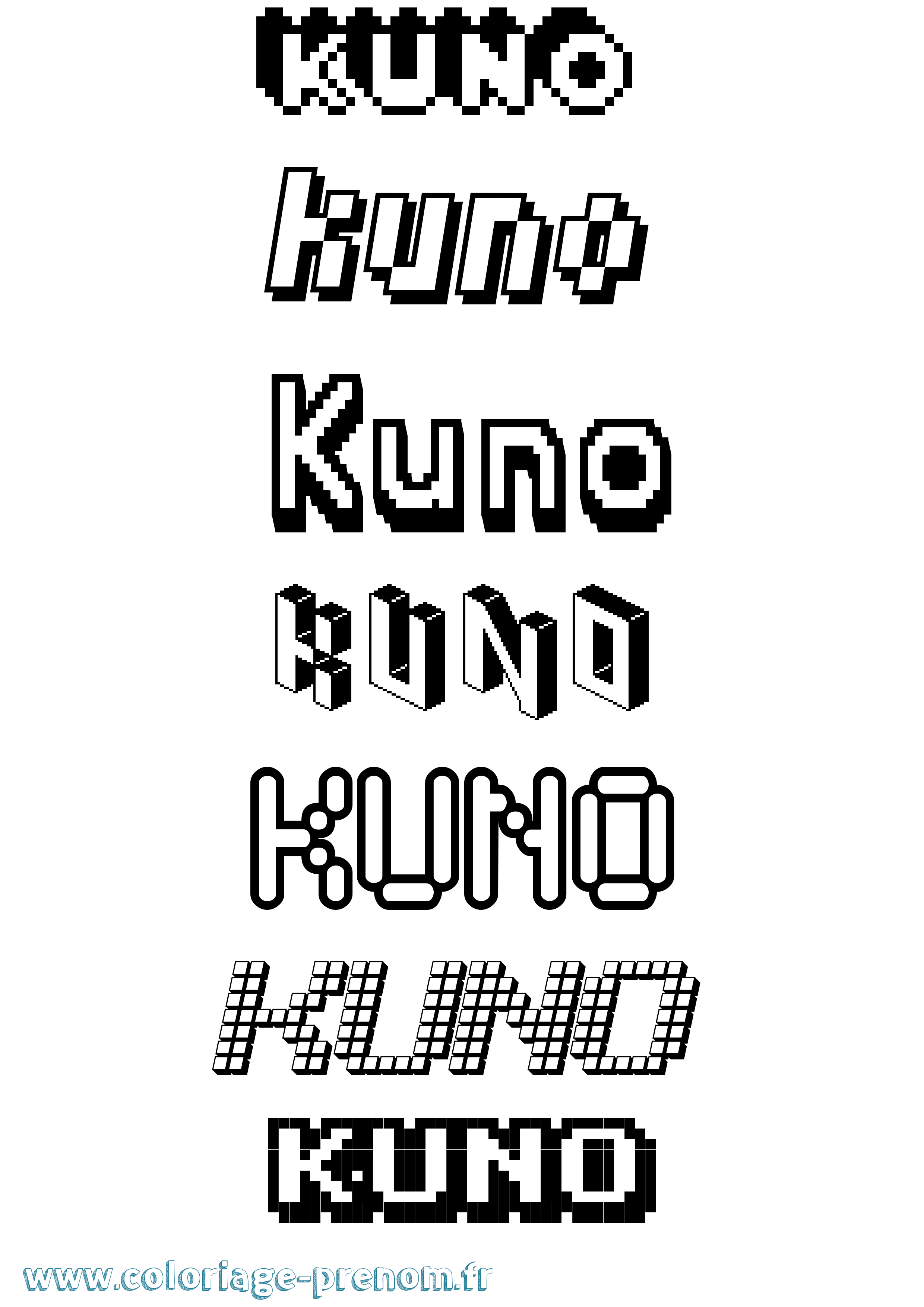 Coloriage Kuno Pixel Coloriage prénom Kuno Pixel