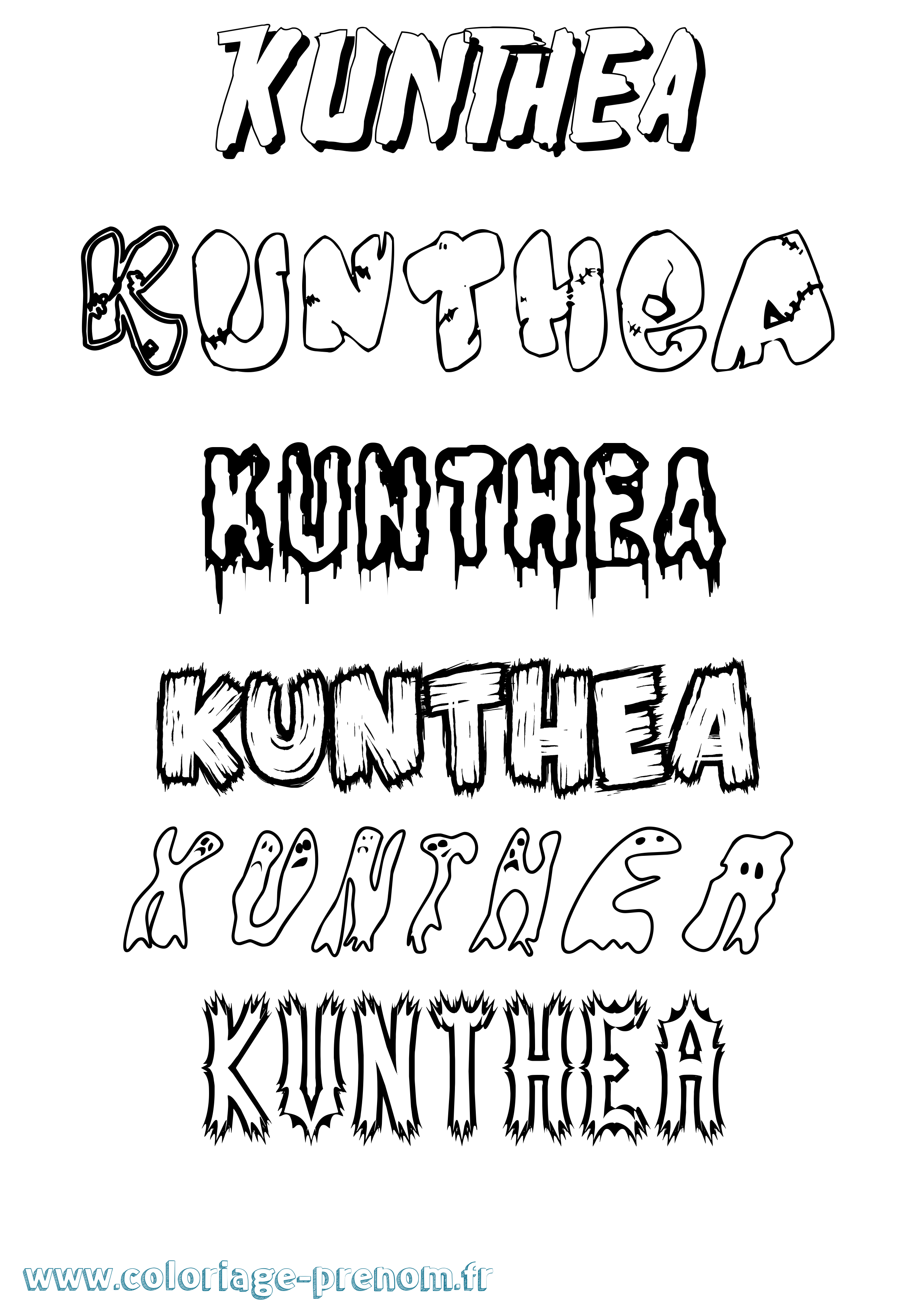 Coloriage Kunthea Frisson Coloriage prénom Kunthea Frisson