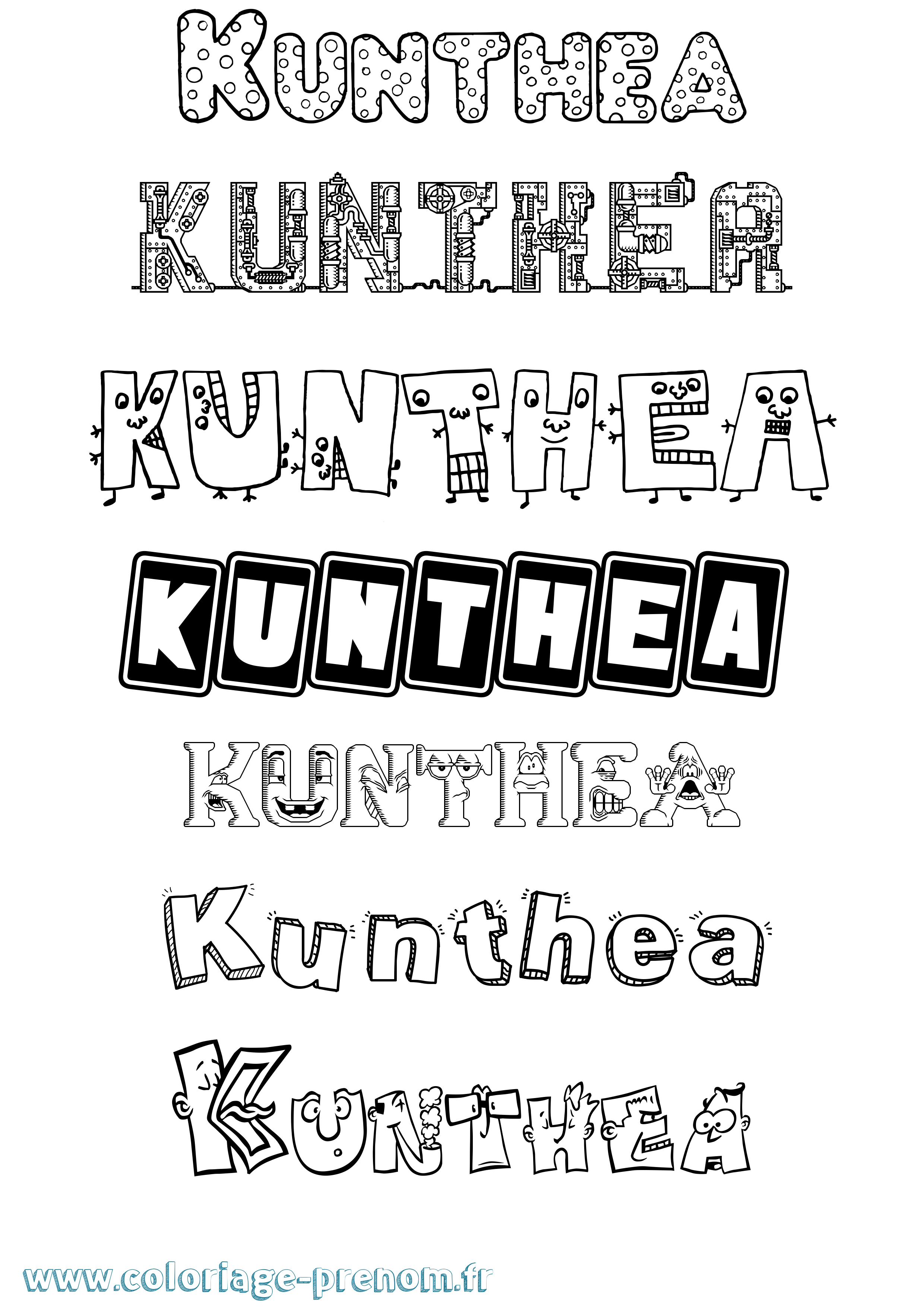 Coloriage Kunthea Fun Coloriage prénom Kunthea Fun