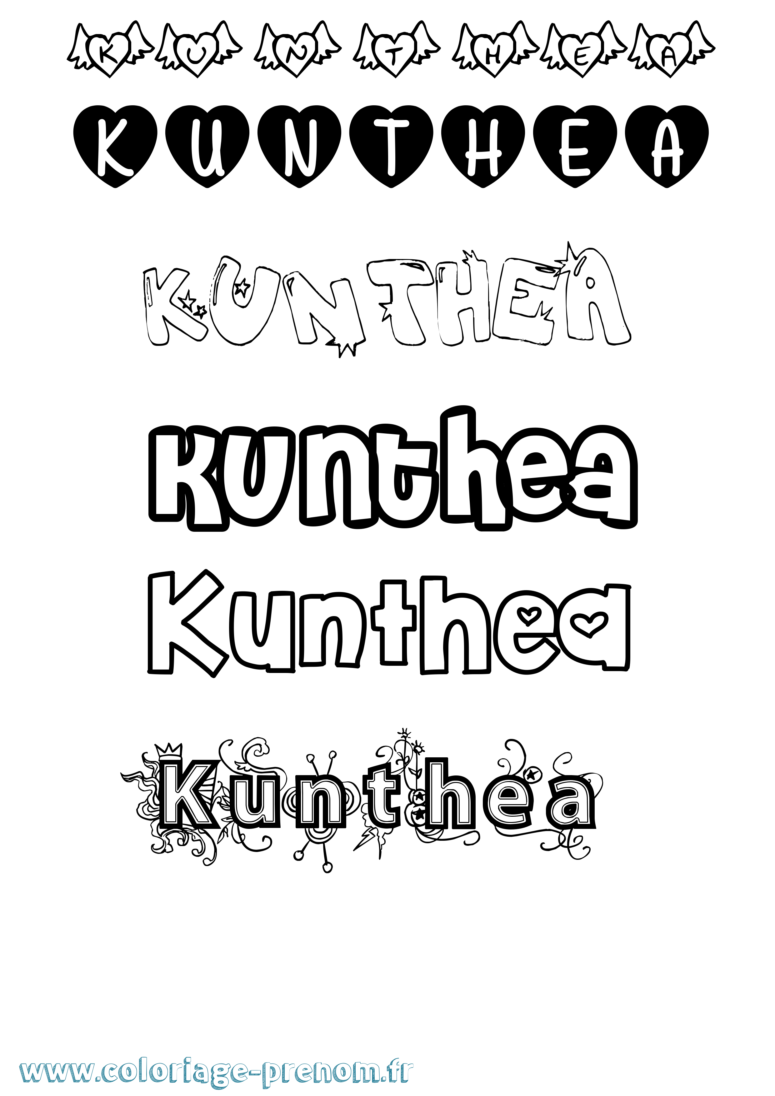 Coloriage Kunthea Girly Coloriage prénom Kunthea Girly