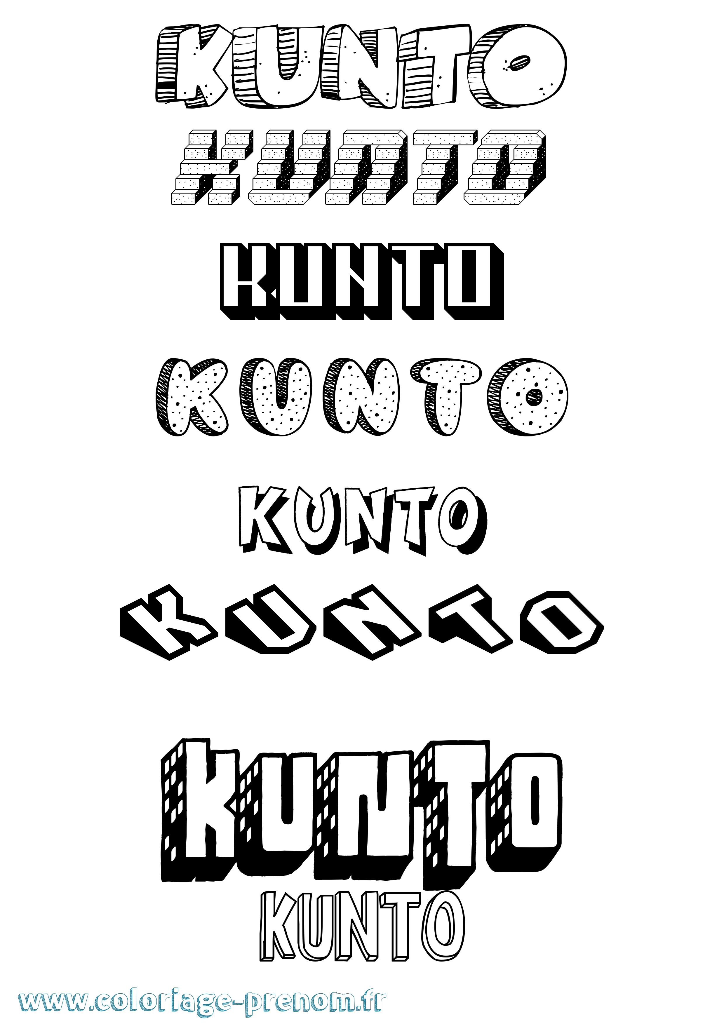 Coloriage Kunto Effet 3D Coloriage prénom Kunto Effet 3D
