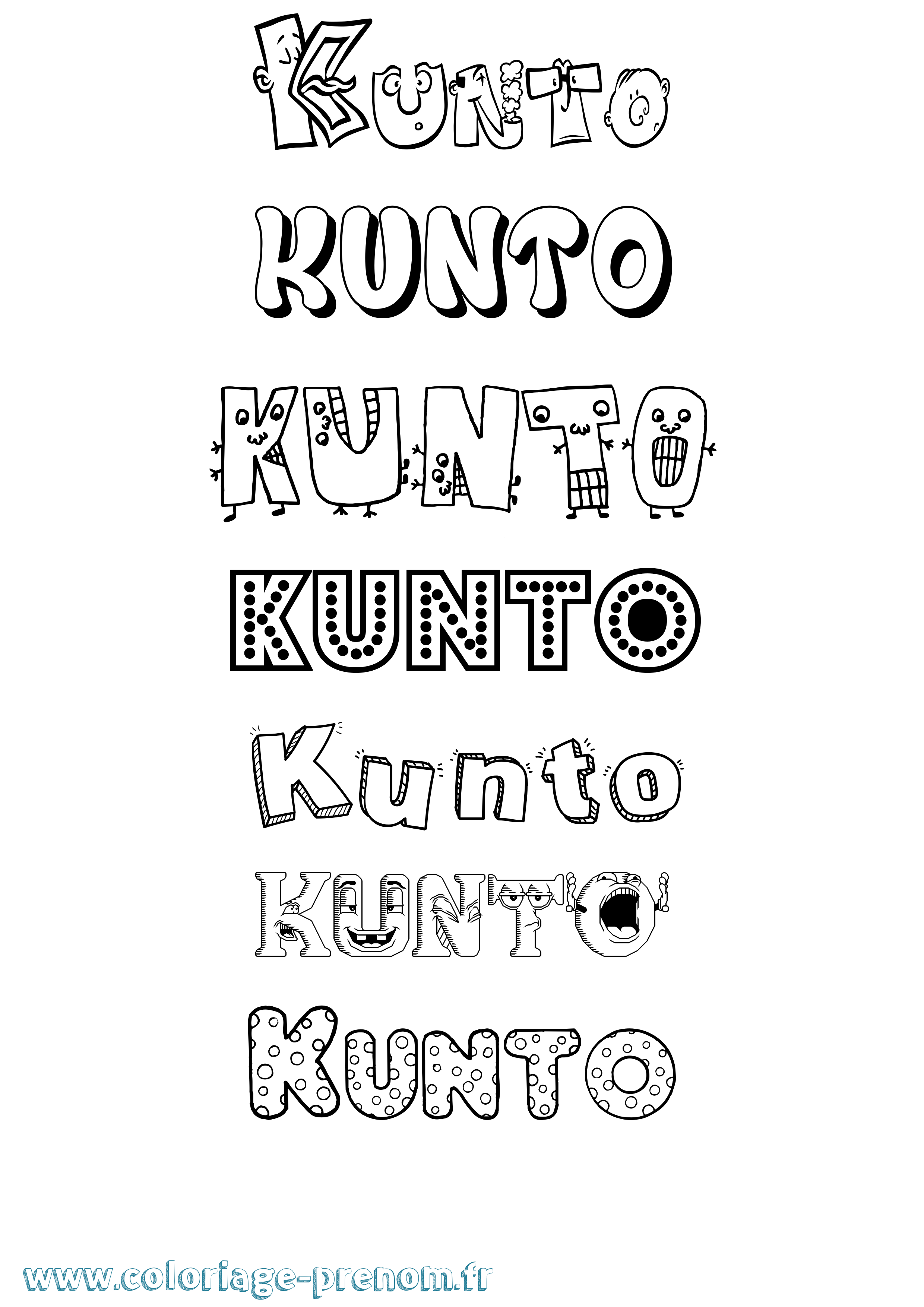 Coloriage Kunto Fun Coloriage prénom Kunto Fun