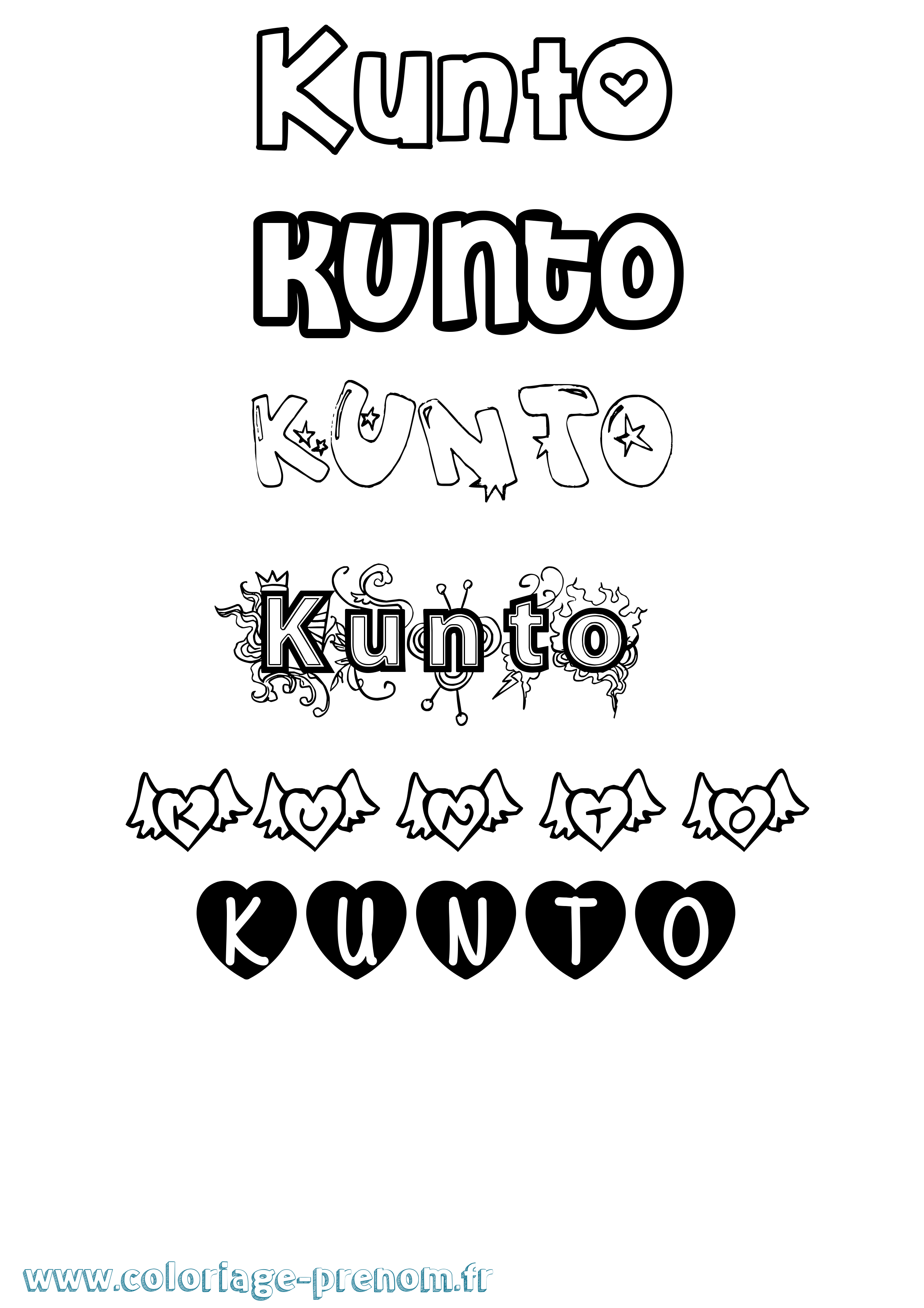 Coloriage Kunto Girly Coloriage prénom Kunto Girly
