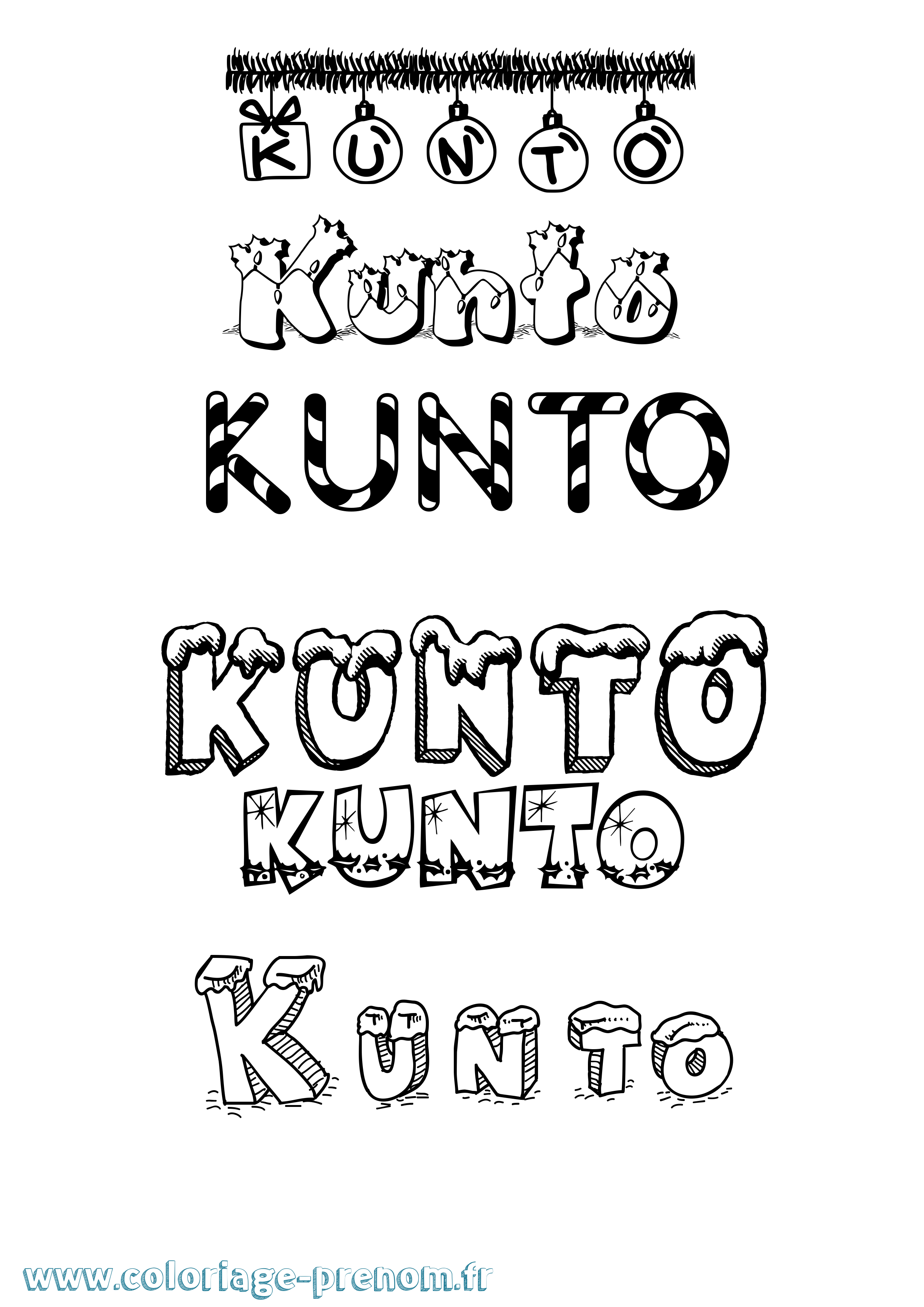 Coloriage Kunto Noël Coloriage prénom Kunto Noël