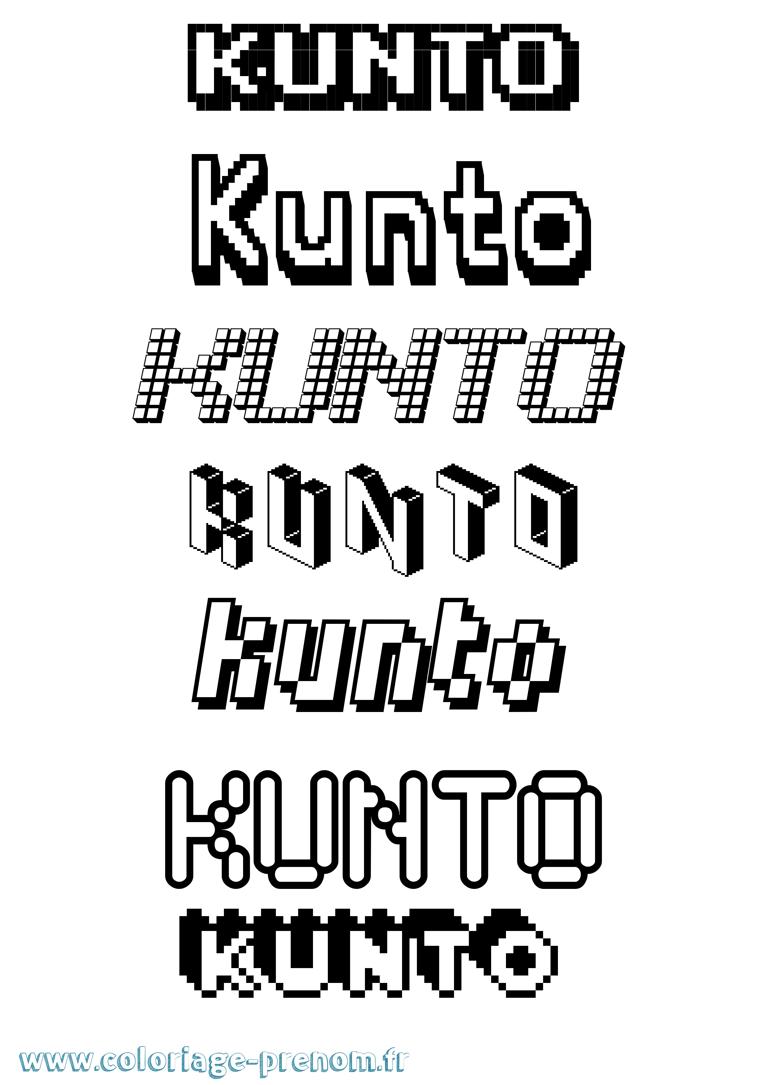 Coloriage Kunto Pixel Coloriage prénom Kunto Pixel