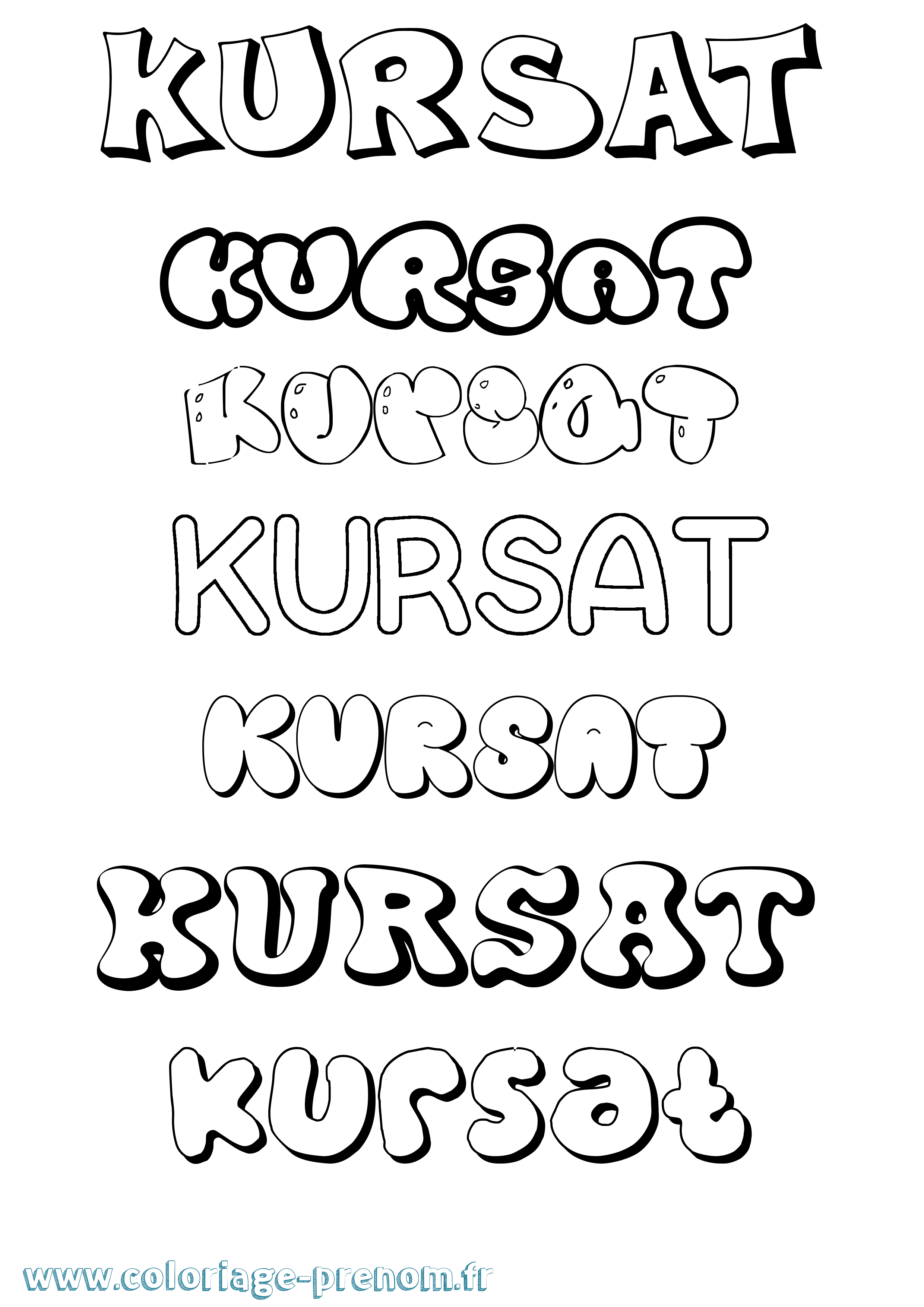 Coloriage Kursat Bubble Coloriage prénom Kursat Bubble