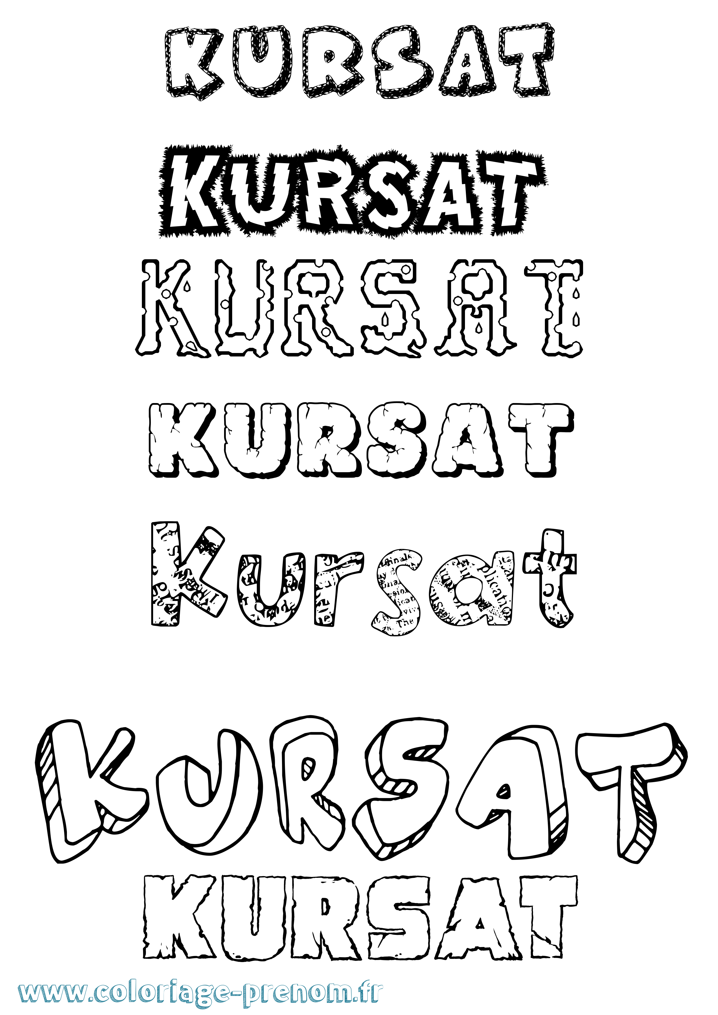 Coloriage Kursat Destructuré Coloriage prénom Kursat Destructuré