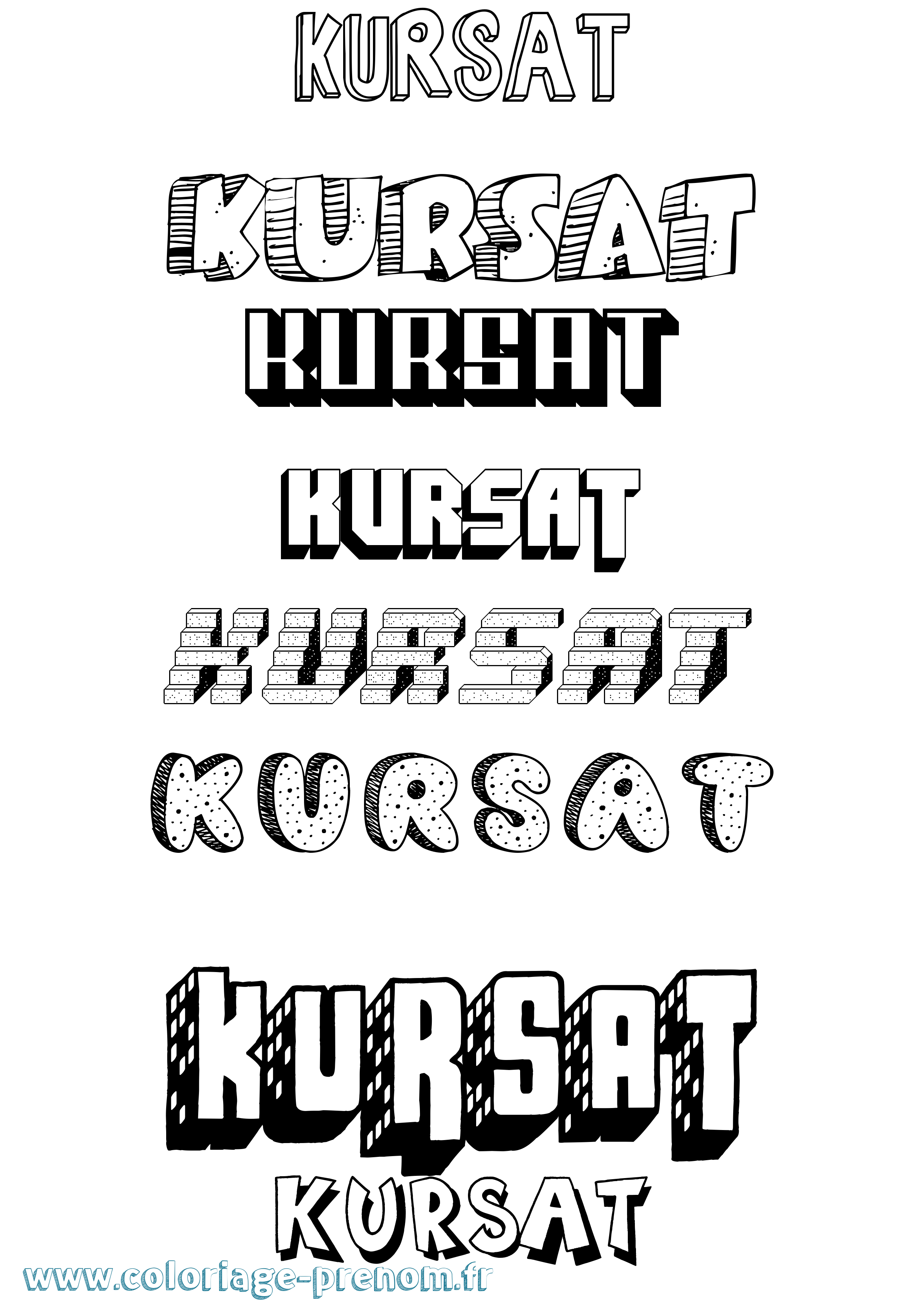 Coloriage Kursat Effet 3D Coloriage prénom Kursat Effet 3D