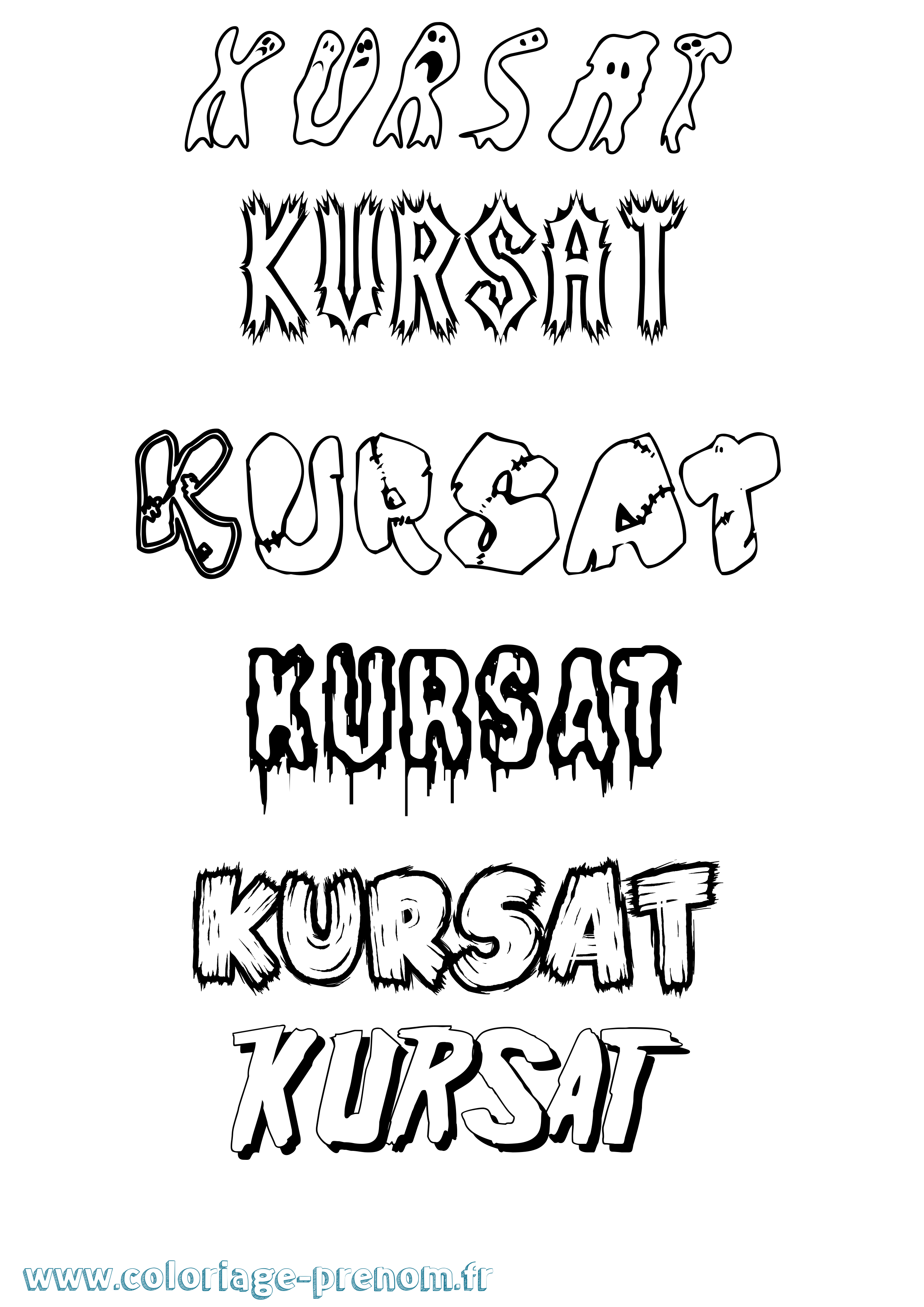Coloriage Kursat Frisson Coloriage prénom Kursat Frisson