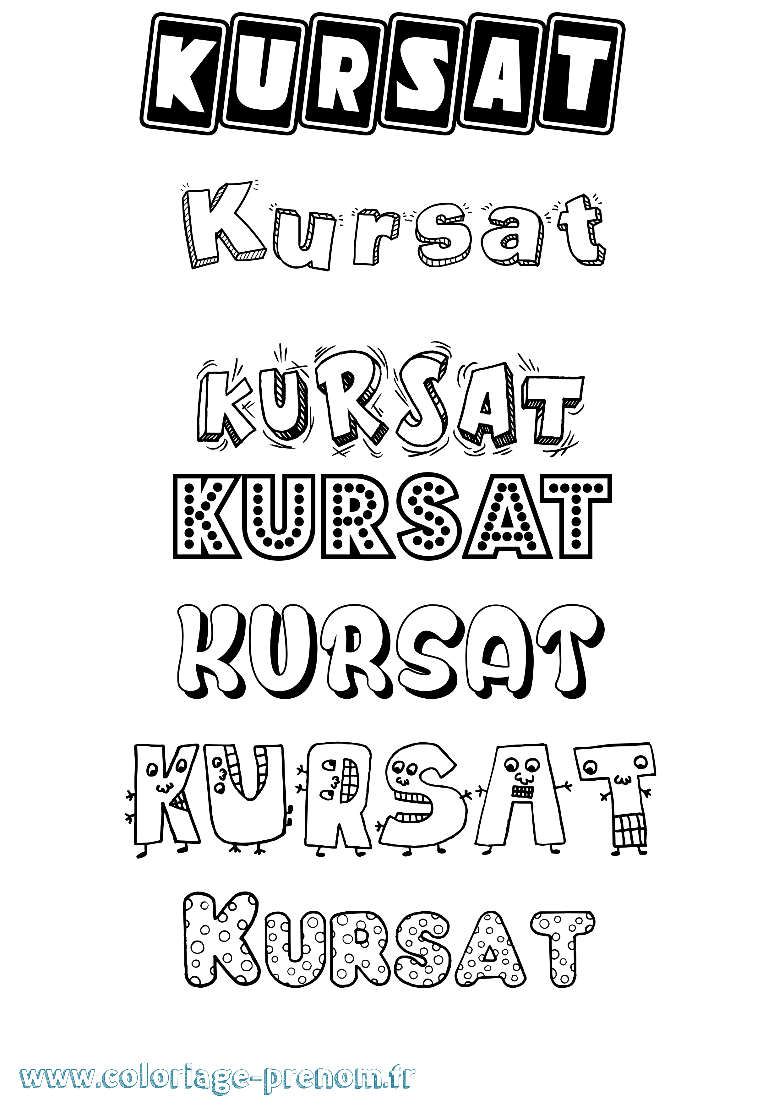 Coloriage Kursat Fun Coloriage prénom Kursat Fun