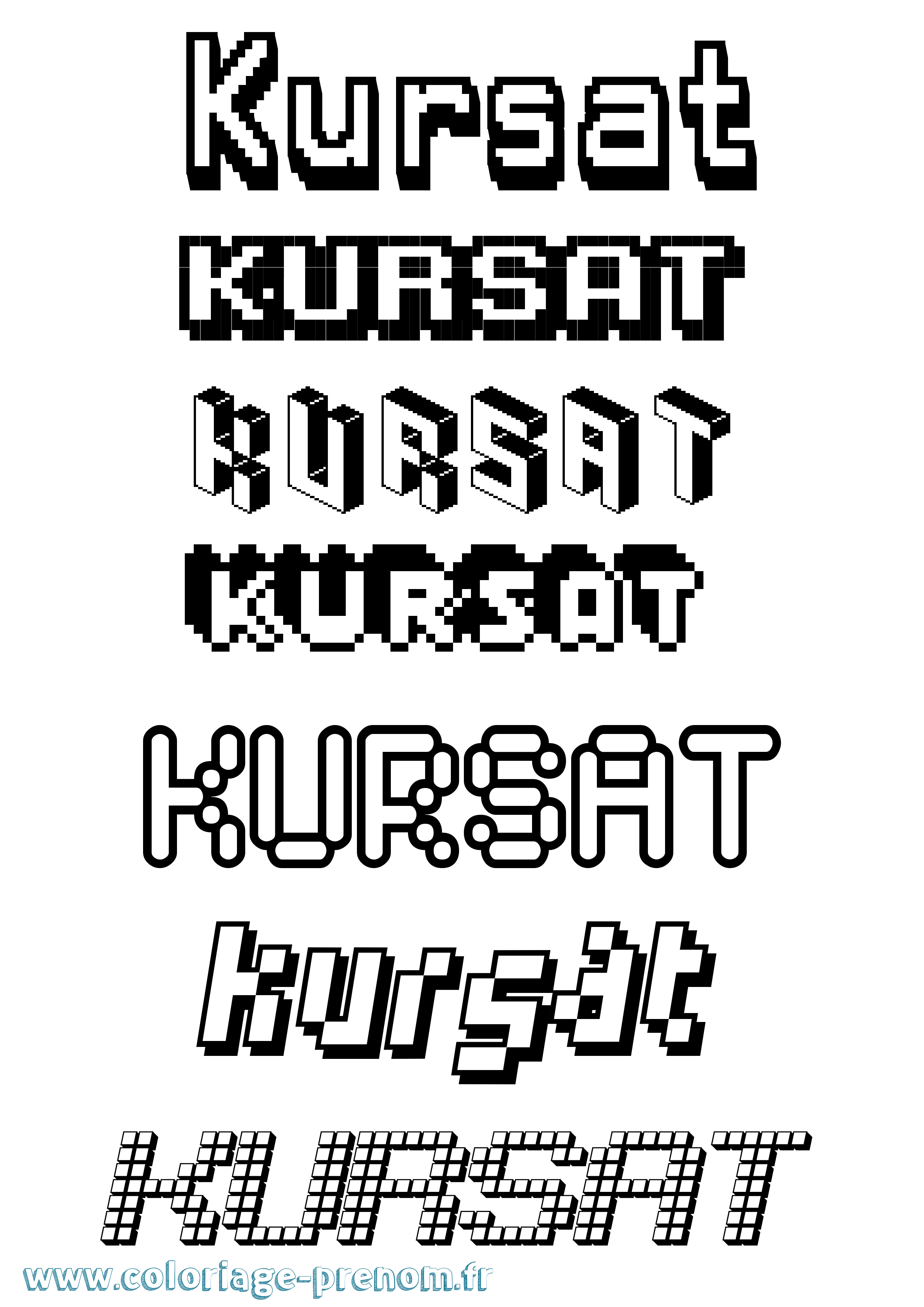 Coloriage Kursat Pixel Coloriage prénom Kursat Pixel