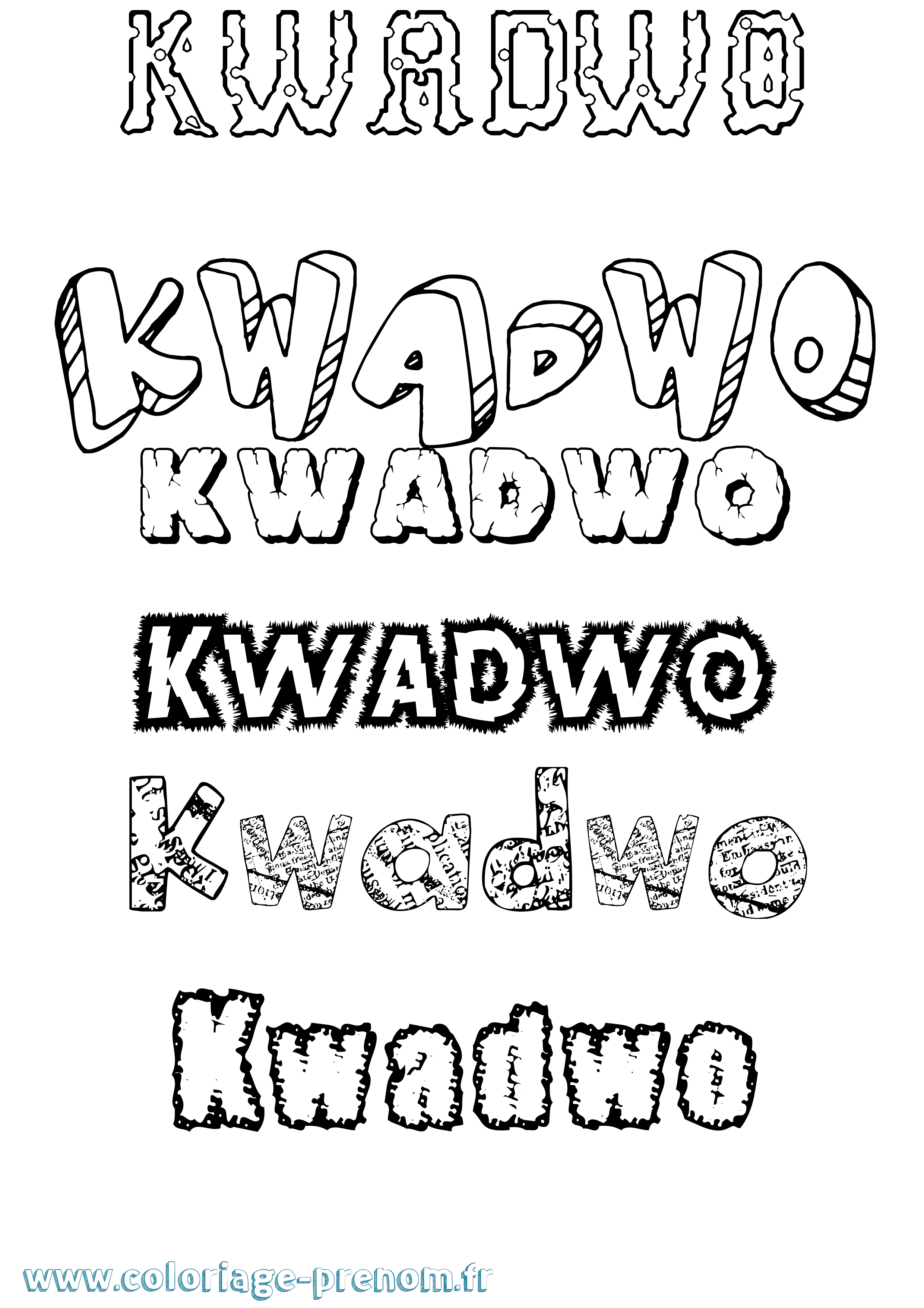 Coloriage Kwadwo Destructuré Coloriage prénom Kwadwo Destructuré
