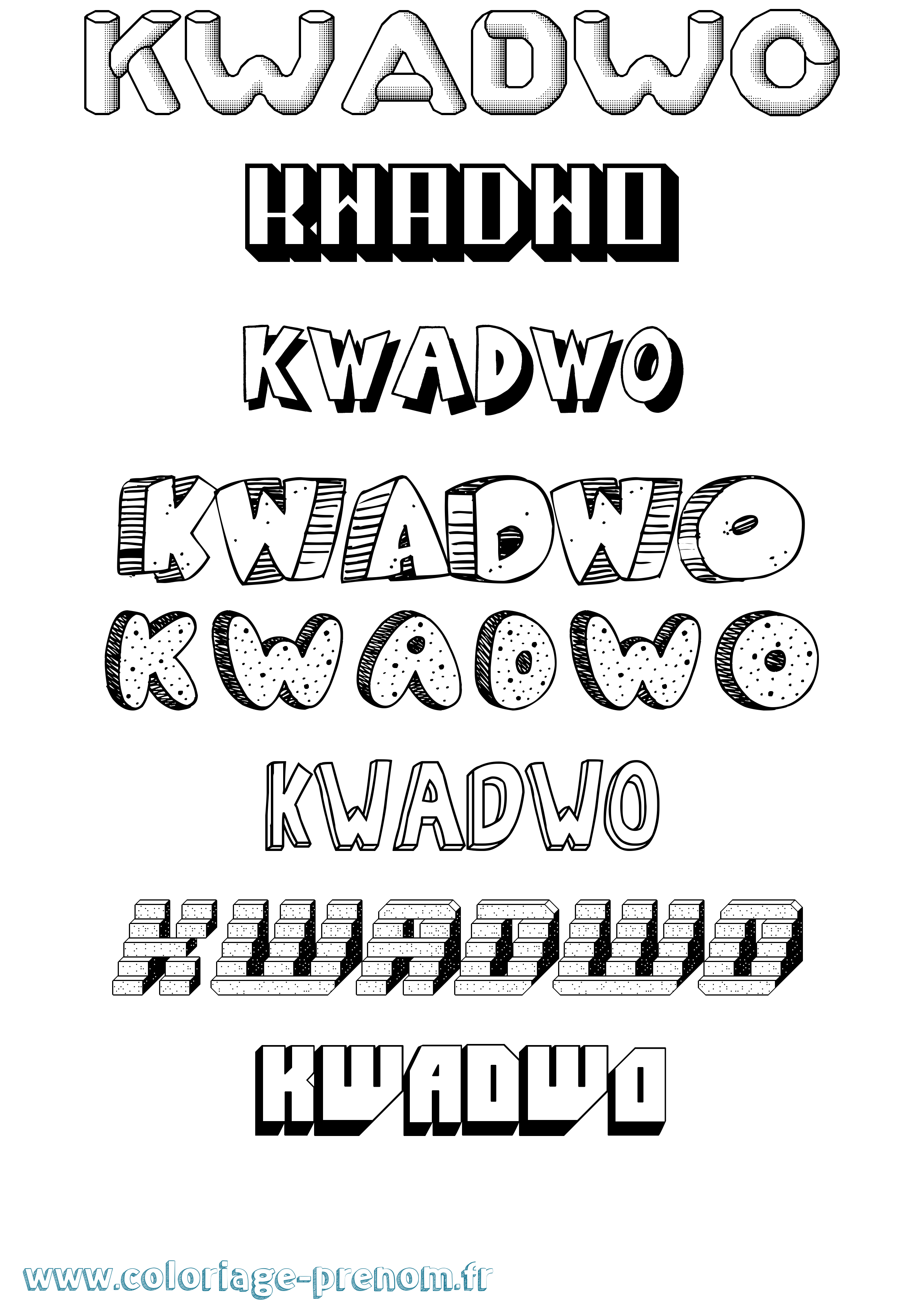 Coloriage Kwadwo Effet 3D Coloriage prénom Kwadwo Effet 3D