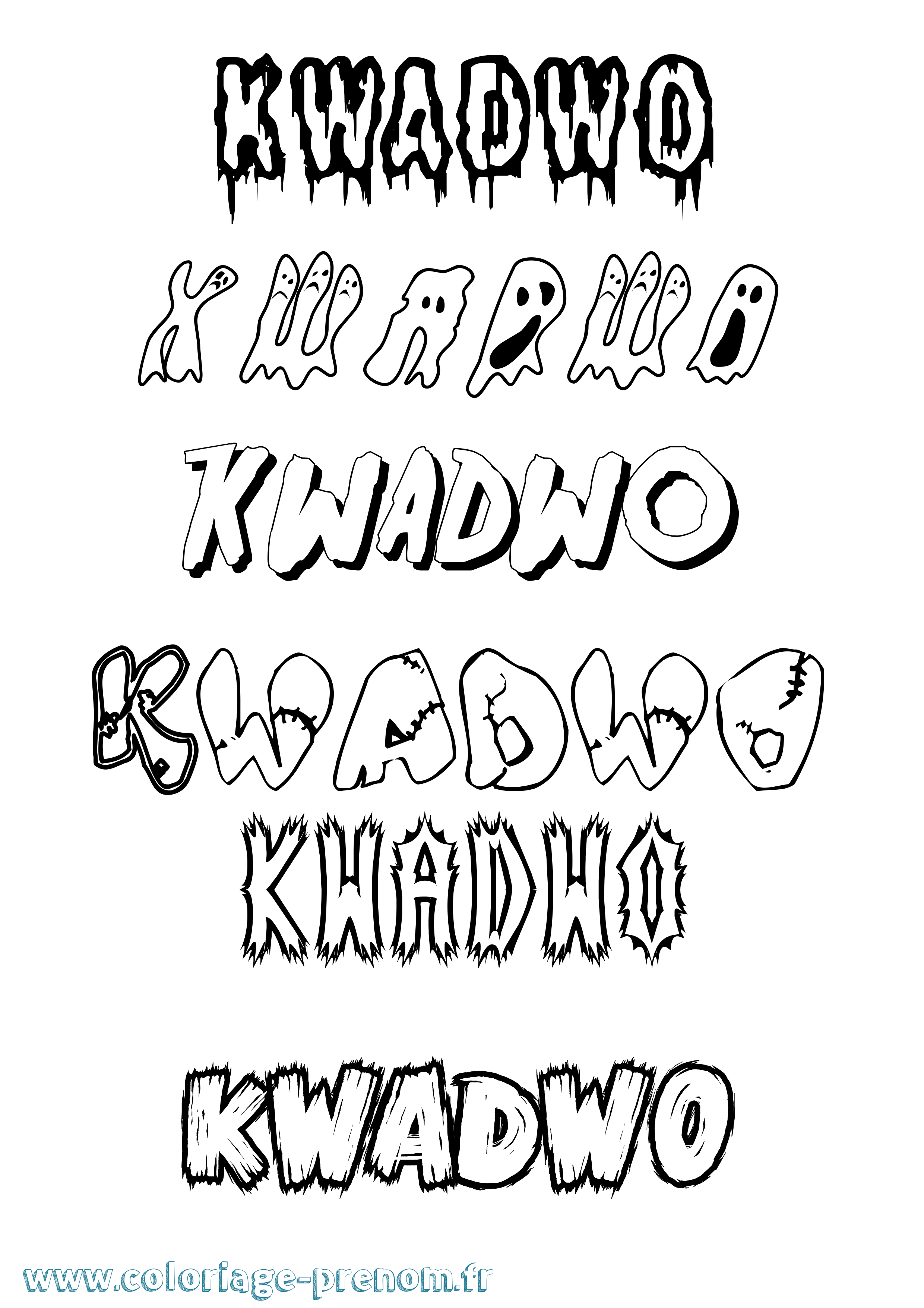 Coloriage Kwadwo Frisson Coloriage prénom Kwadwo Frisson