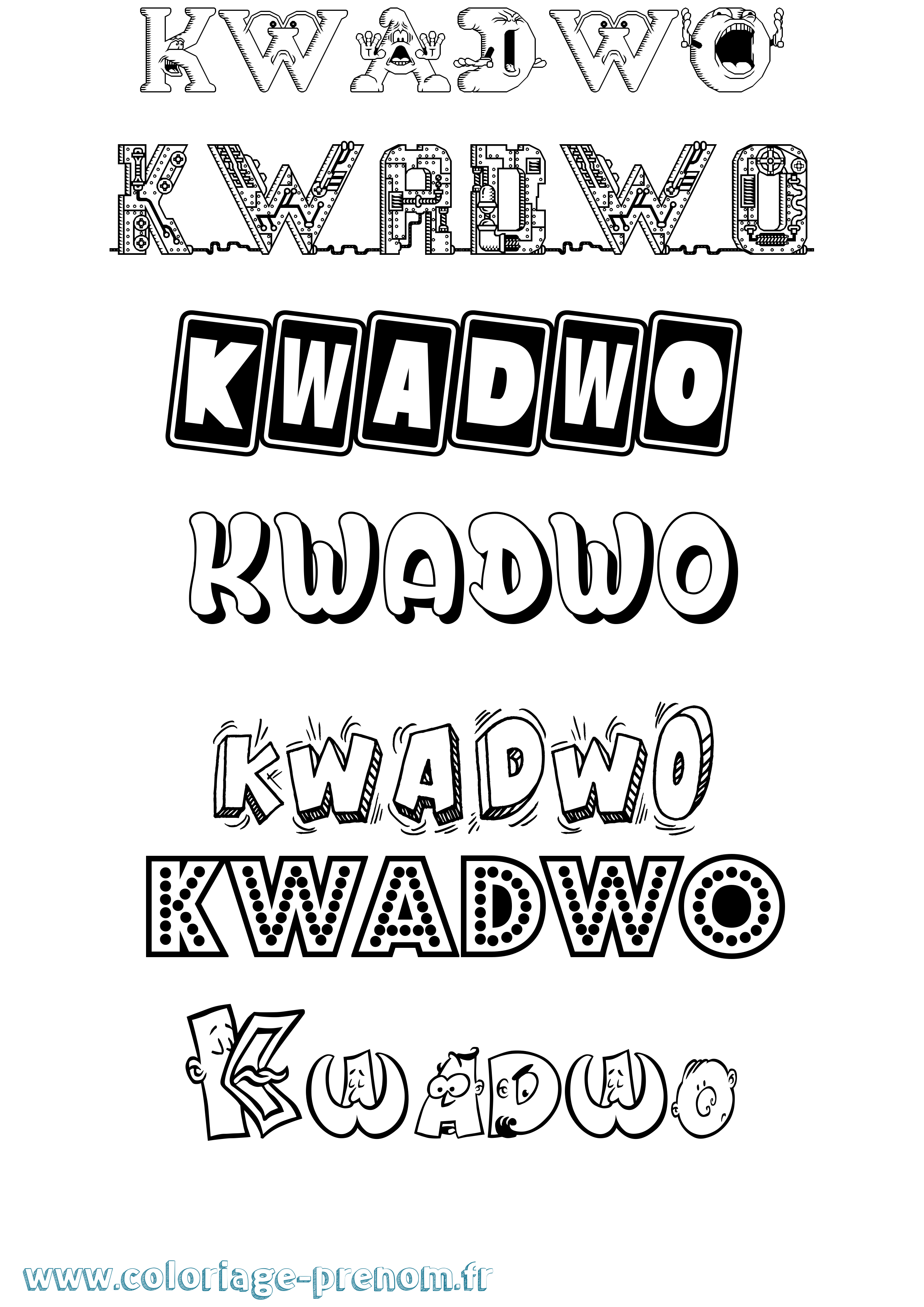 Coloriage Kwadwo Fun Coloriage prénom Kwadwo Fun