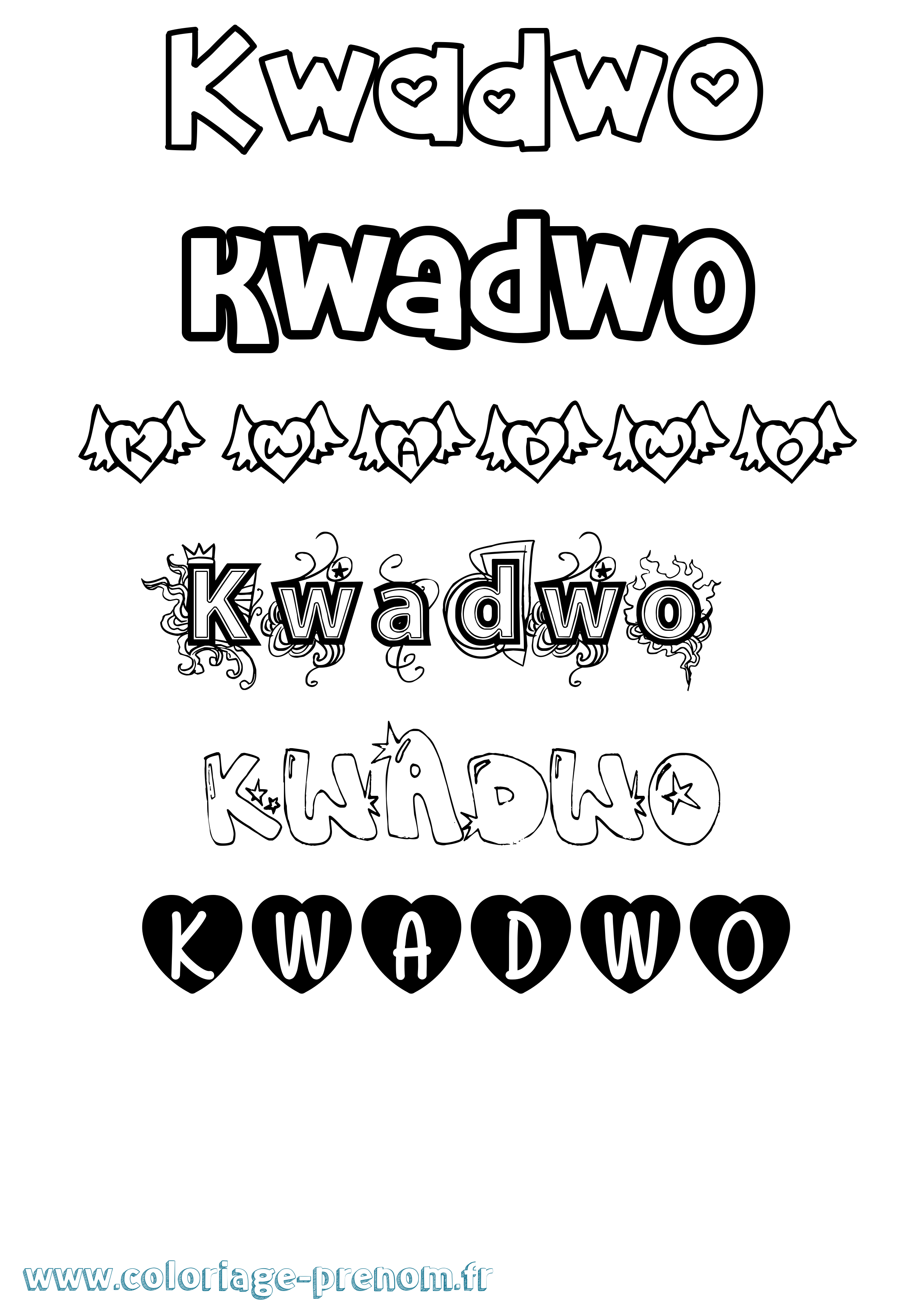 Coloriage Kwadwo Girly Coloriage prénom Kwadwo Girly