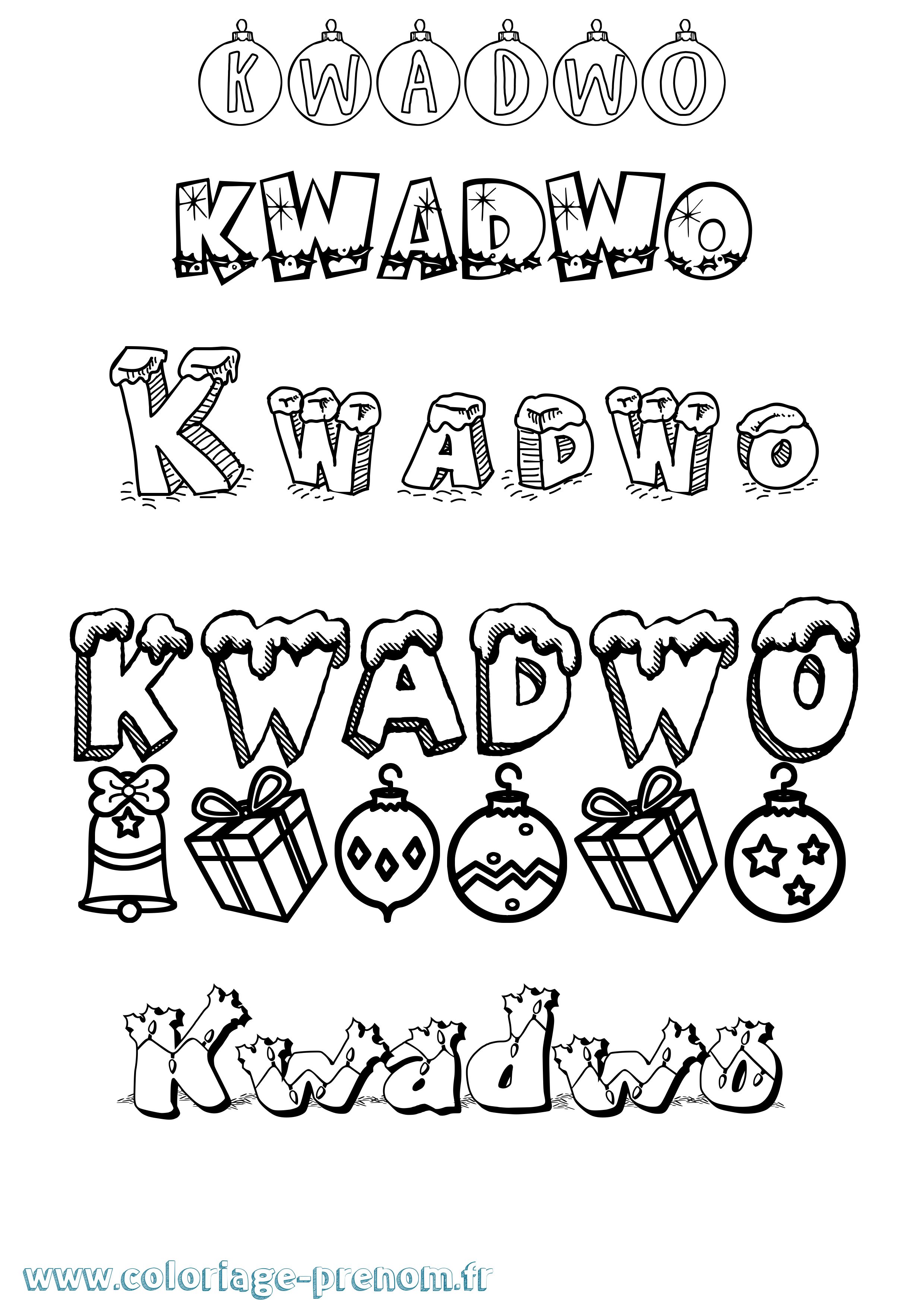 Coloriage Kwadwo Noël Coloriage prénom Kwadwo Noël