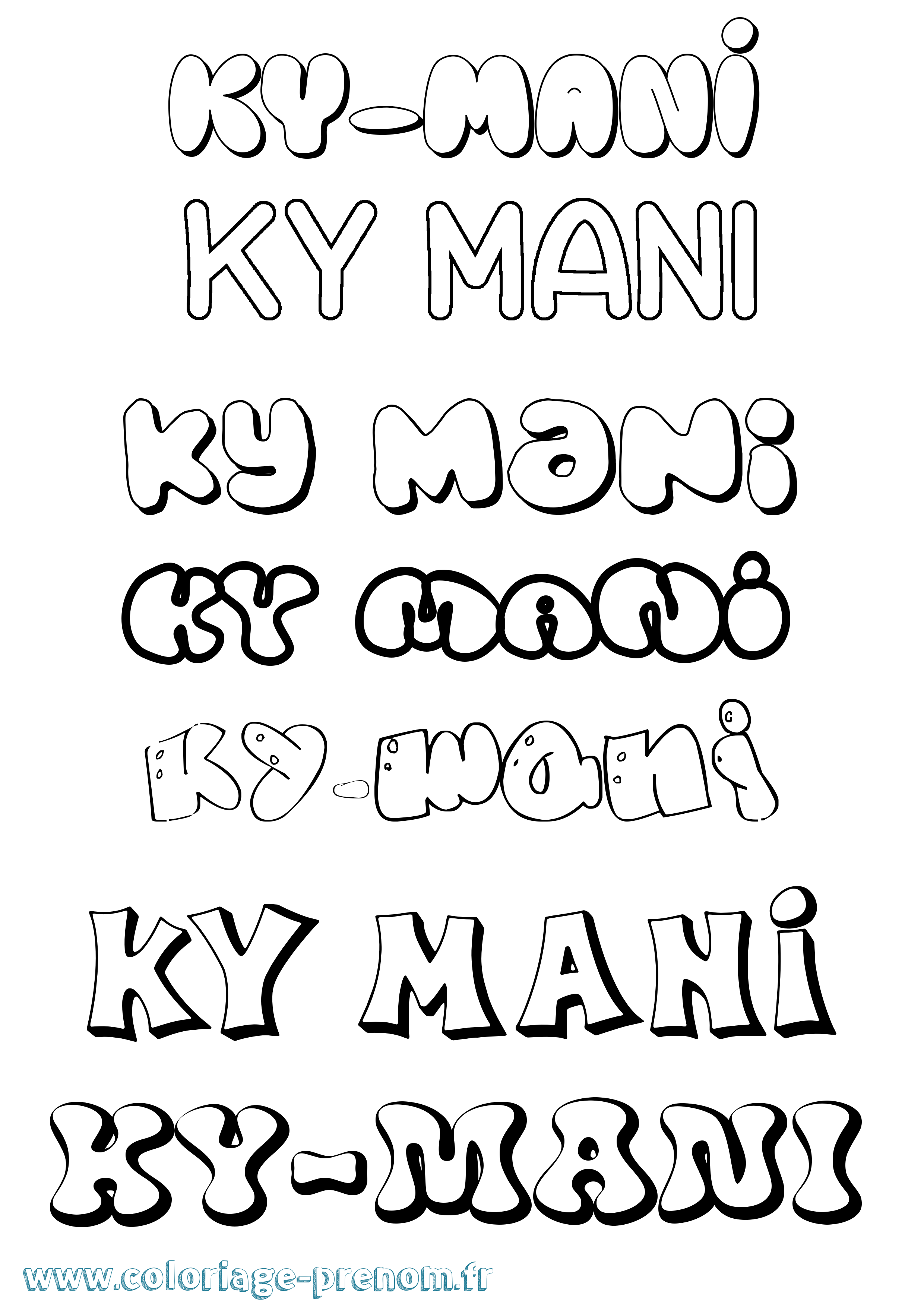 Coloriage Ky-Mani Bubble Coloriage prénom Ky-Mani Bubble