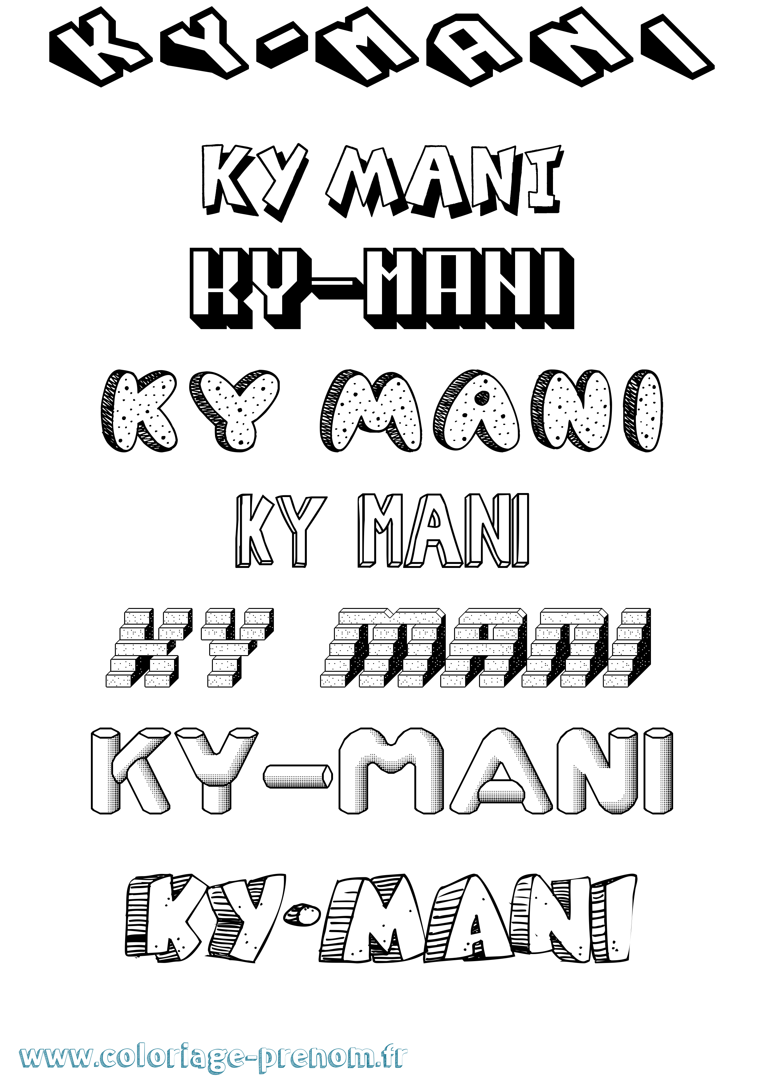 Coloriage Ky-Mani Effet 3D Coloriage prénom Ky-Mani Effet 3D