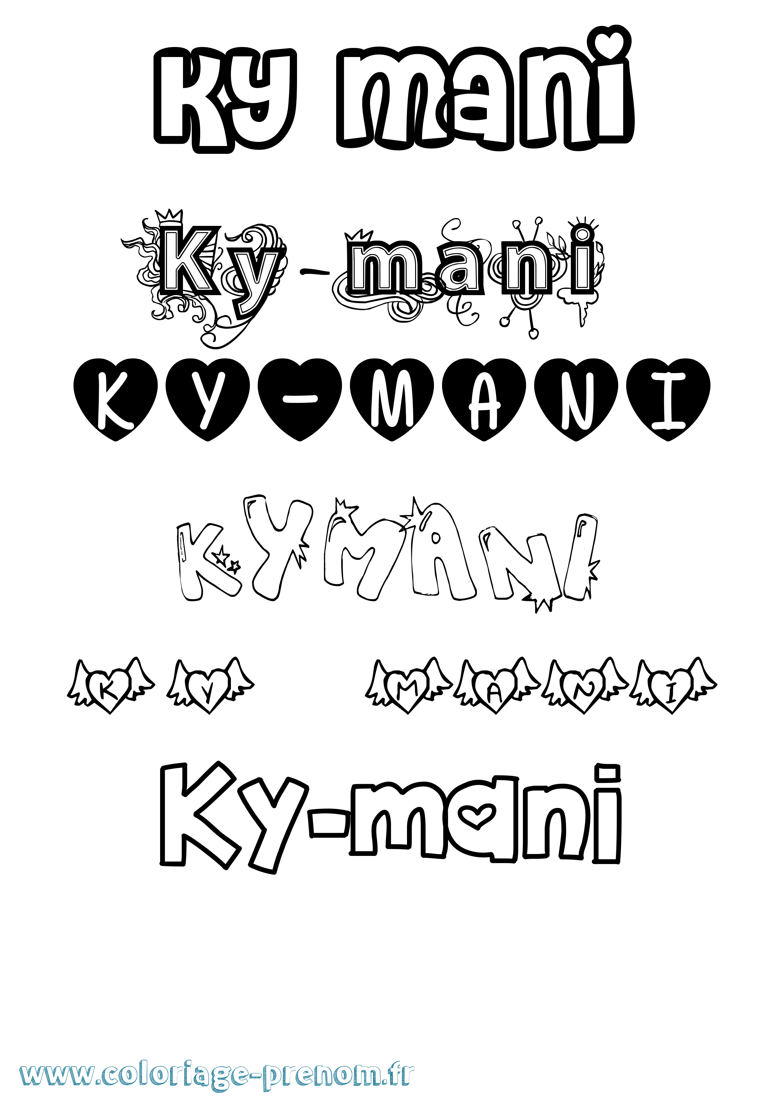 Coloriage Ky-Mani Girly Coloriage prénom Ky-Mani Girly