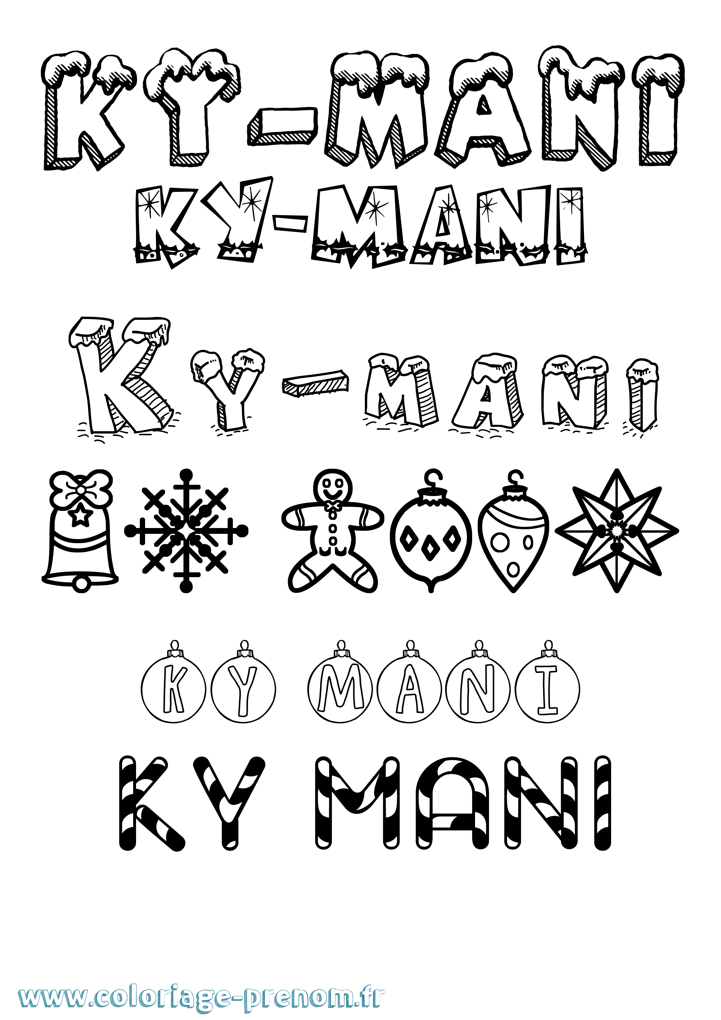 Coloriage Ky-Mani Noël Coloriage prénom Ky-Mani Noël