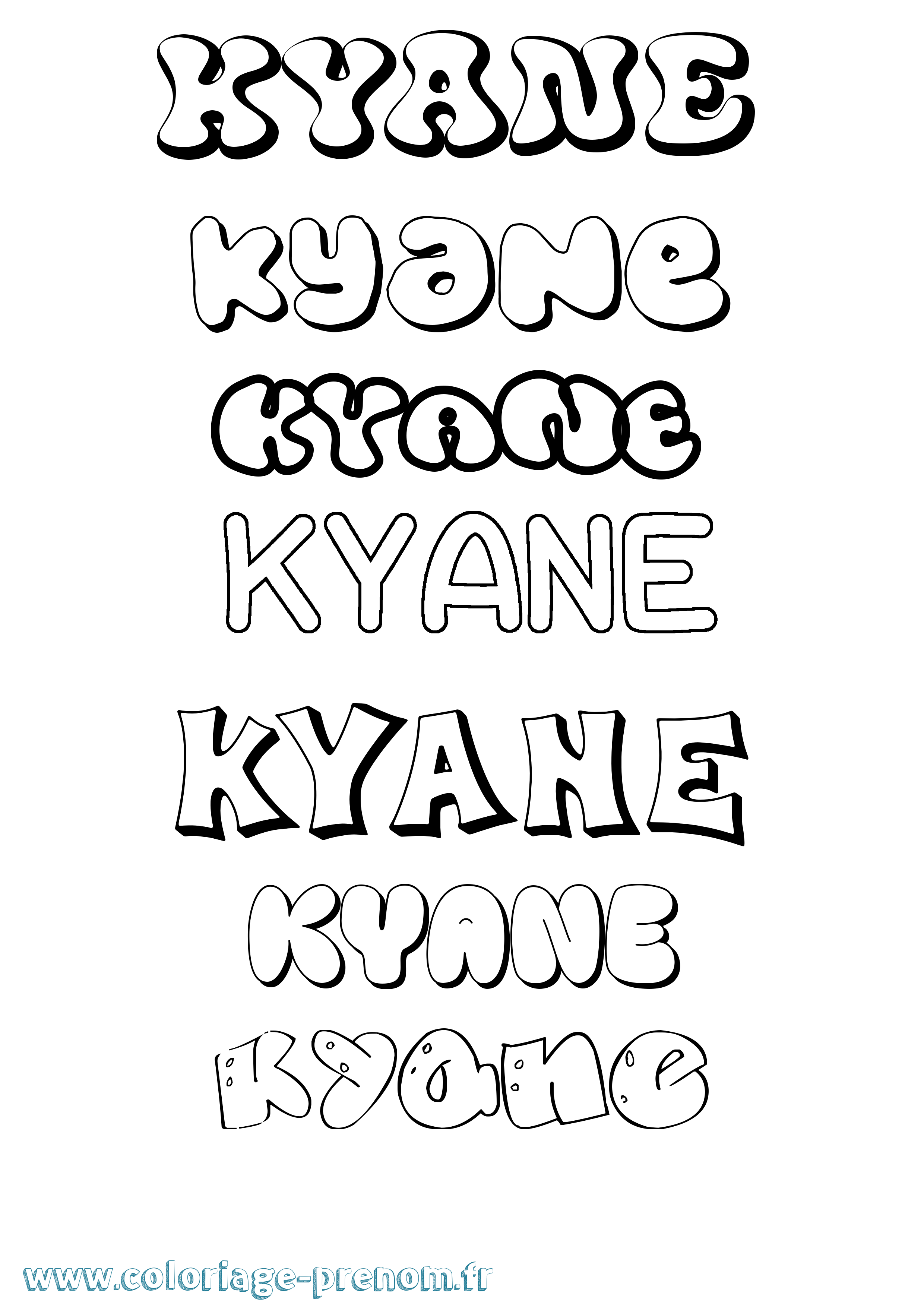 Coloriage Kyane Bubble Coloriage prénom Kyane Bubble