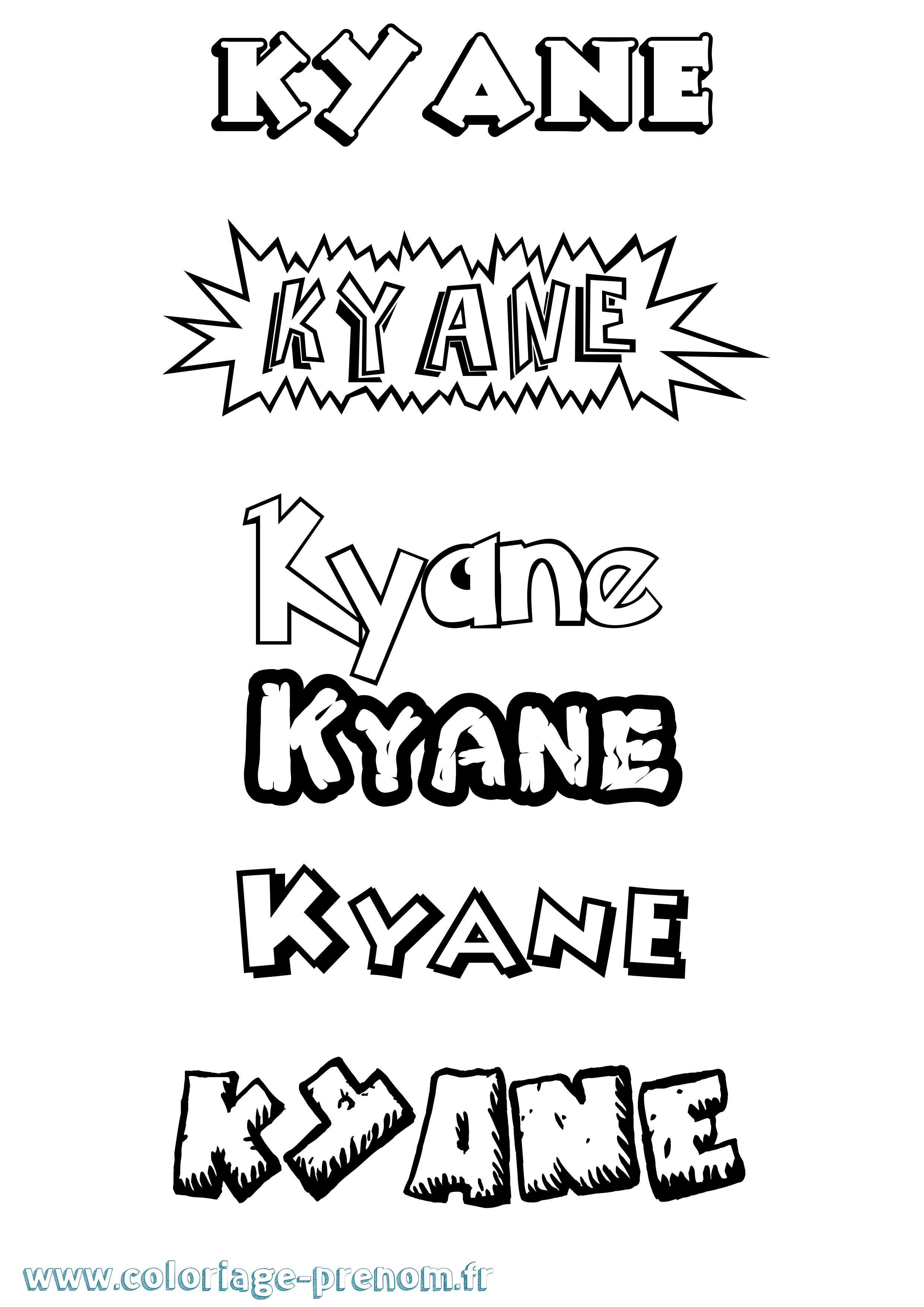 Coloriage Kyane Dessin Animé Coloriage prénom Kyane Dessin Animé